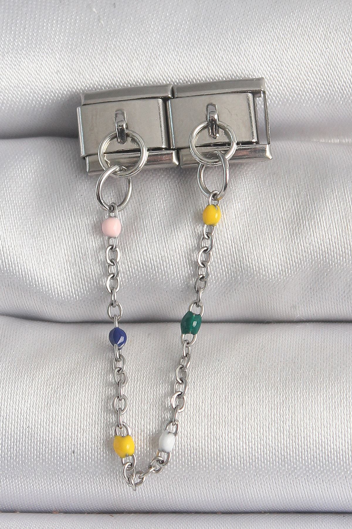 YRTCL 316L Çelik Gümüş Renk 2'Li Sallantı Zincir Model Nomination Charm