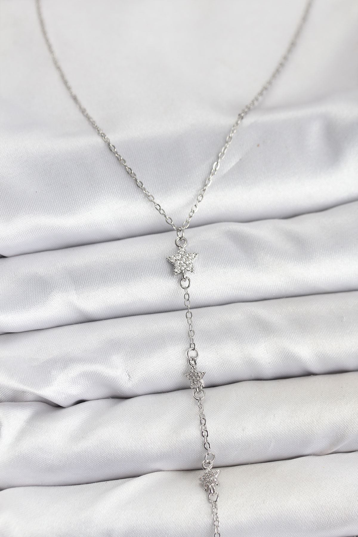 YRTCL 316L Çelik Zincir Gümüş Renkli Yıldız Model Kadın Y Kolye