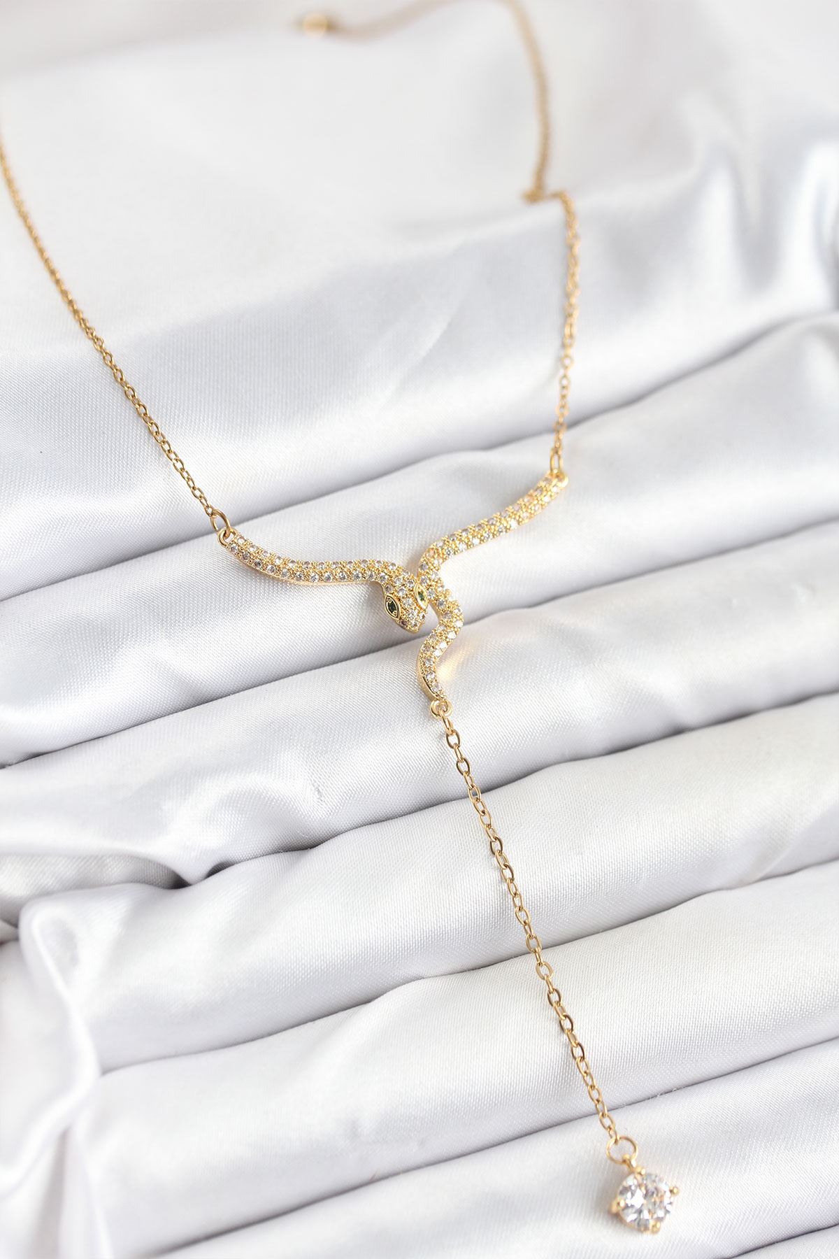 YRTCL 316L Çelik Zincir Gold Renk Yılan Model Y Kolye