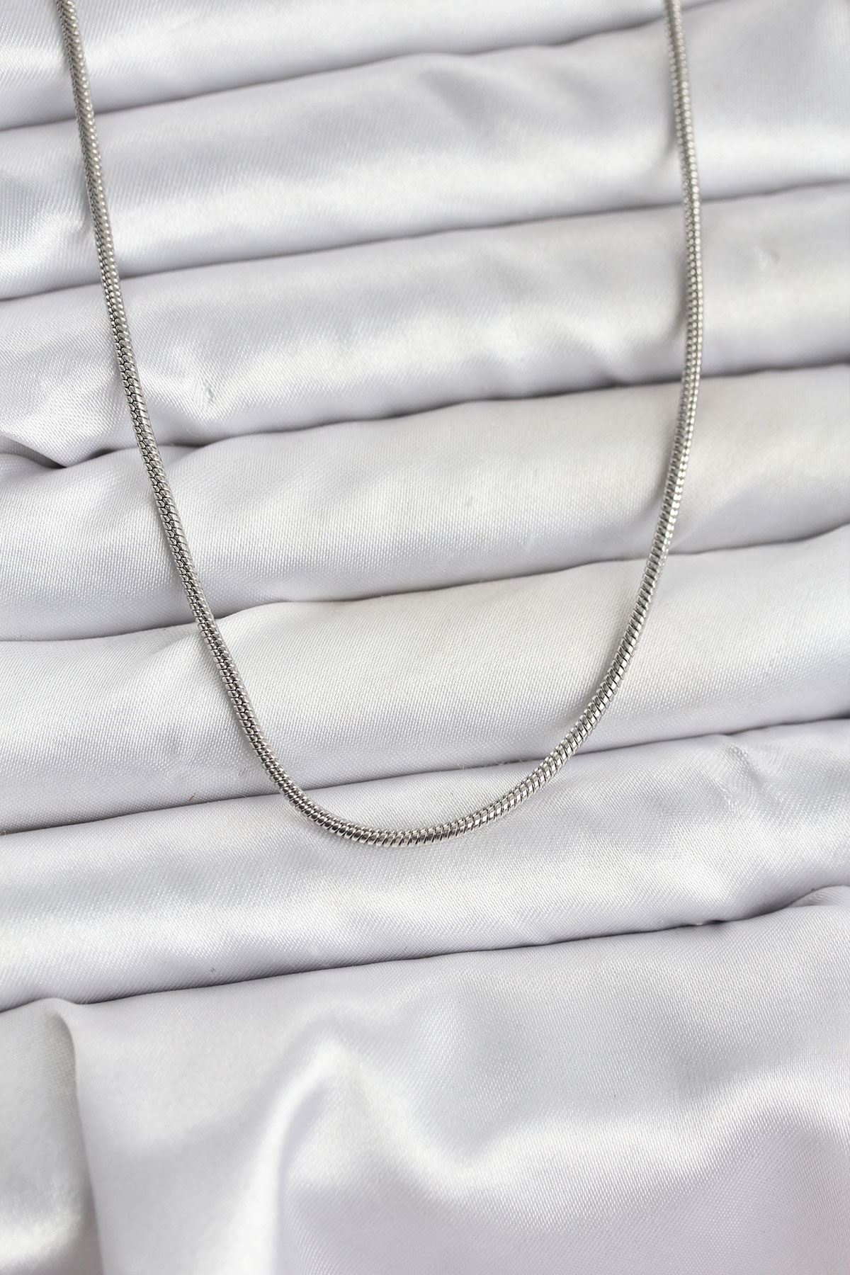 YRTCL 316L Çelik Zincir Gümüş Renk 60 cm Yılan Zincir Kadın Kolye