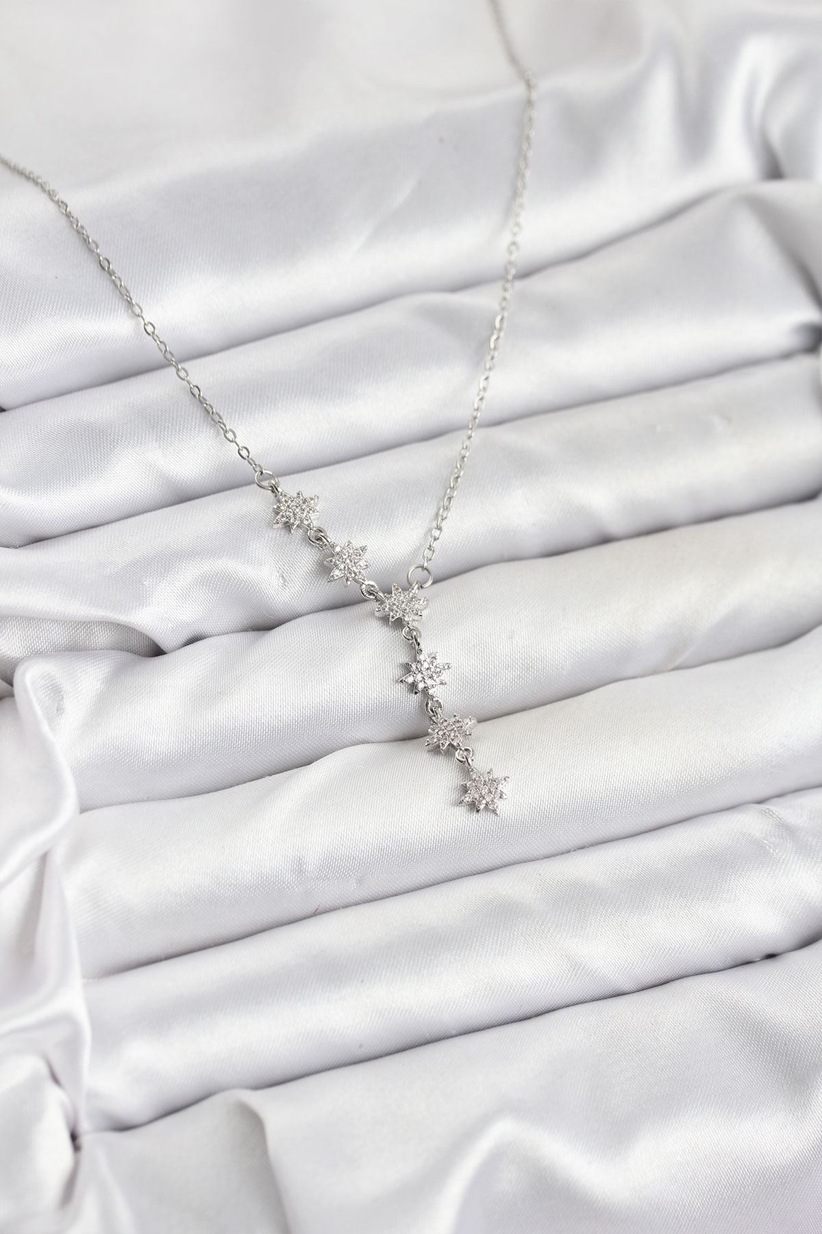 YRTCL 316L Çelik Zincir Gümüş Renk Kutup Yıldızı Model Kadın Kolye