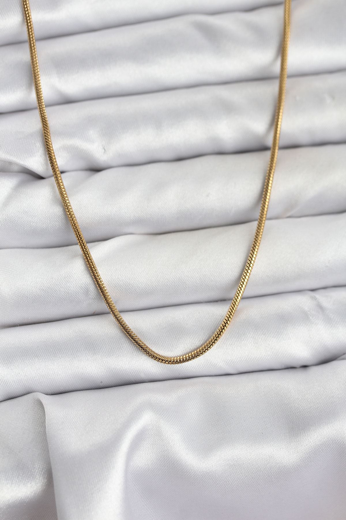 YRTCL 316L Çelik Zincir Gold Renk 60 cm Yılan Zincir Kadın Kolye