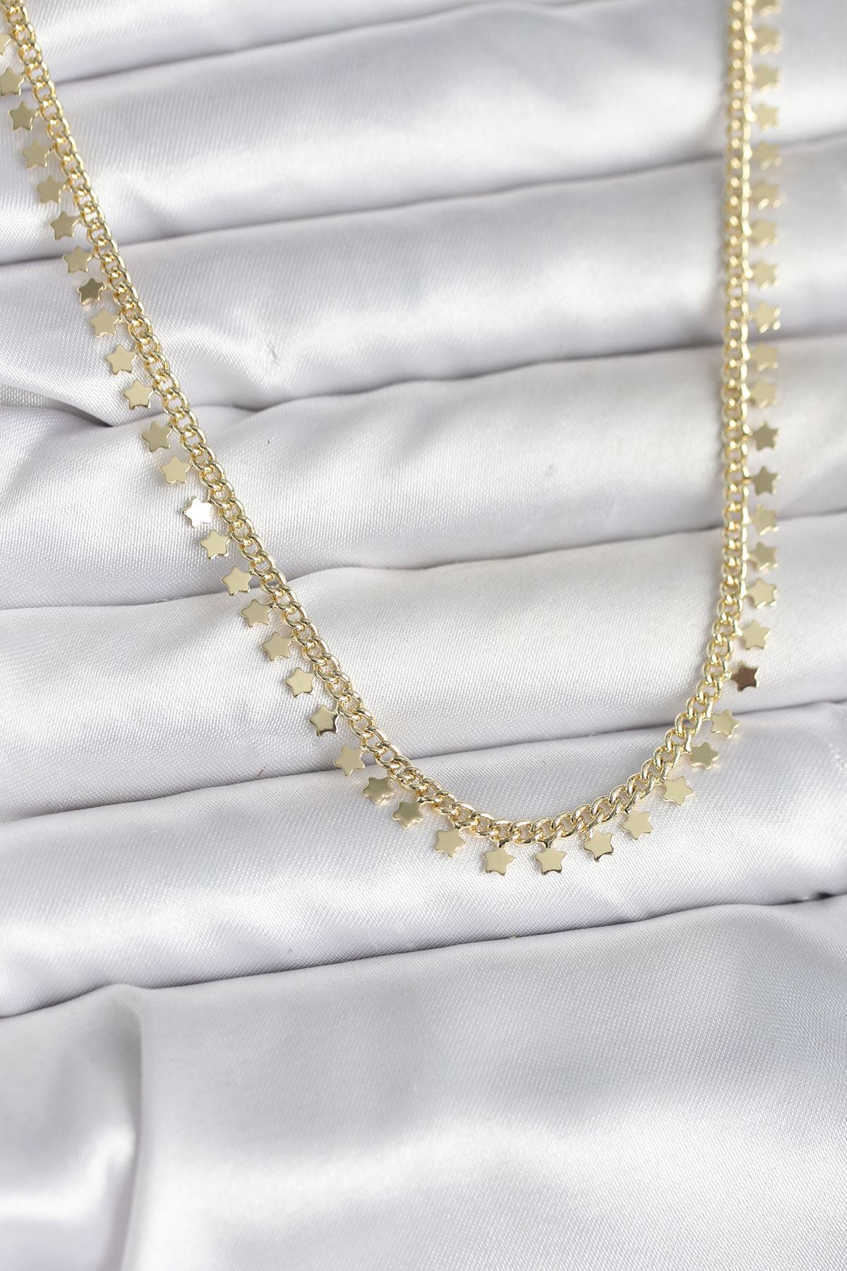 YRTCL Pirinç Gold Renk Sıralı Yıldız Kadın Kolye