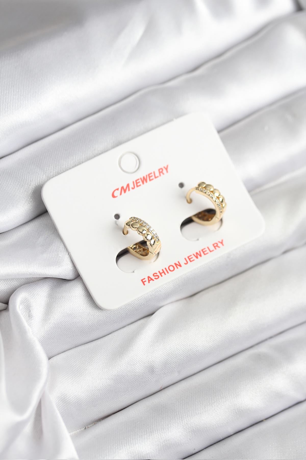 YRTCL 14K Gold Renk Kaplama CM Kadın Küpe