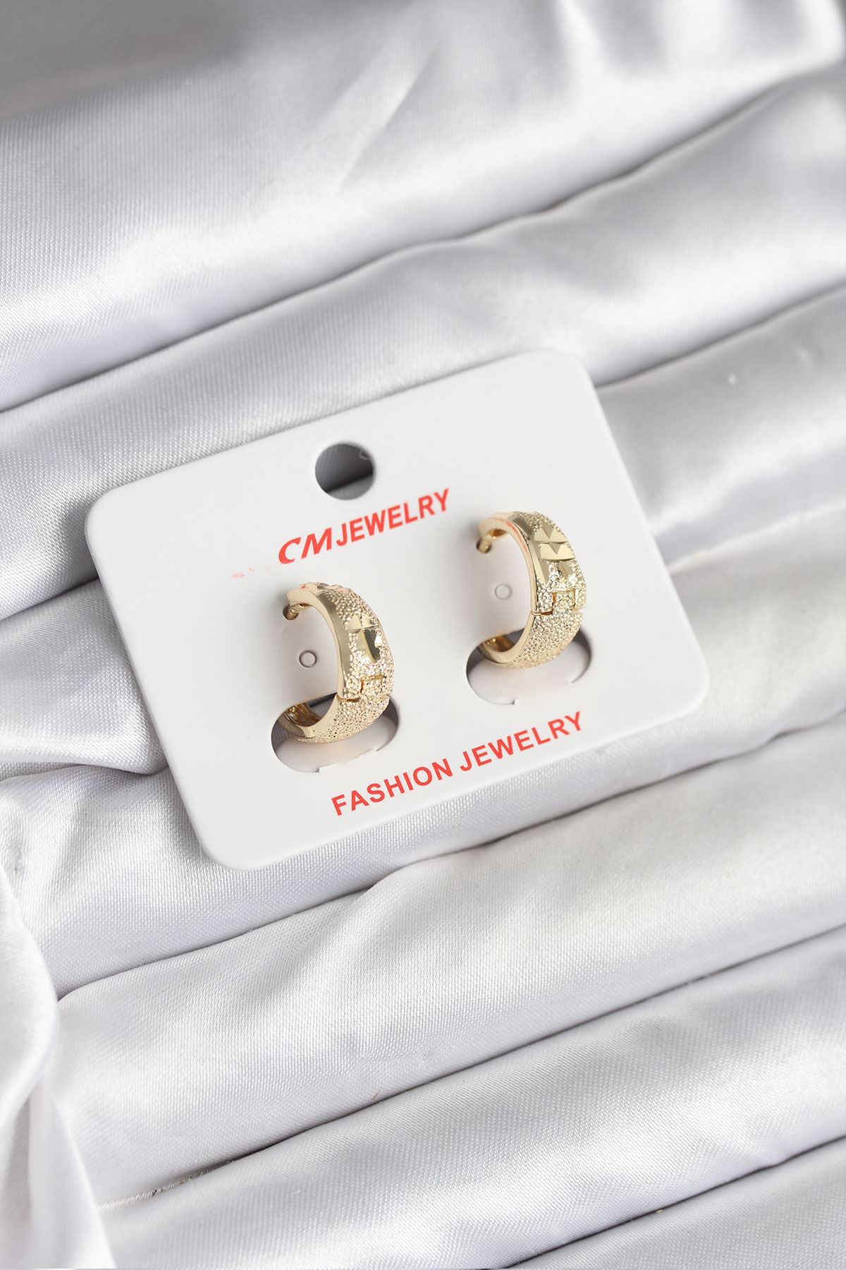 YRTCL 14K Gold Renk Kaplama Lazer Halka CM Kadın Küpe