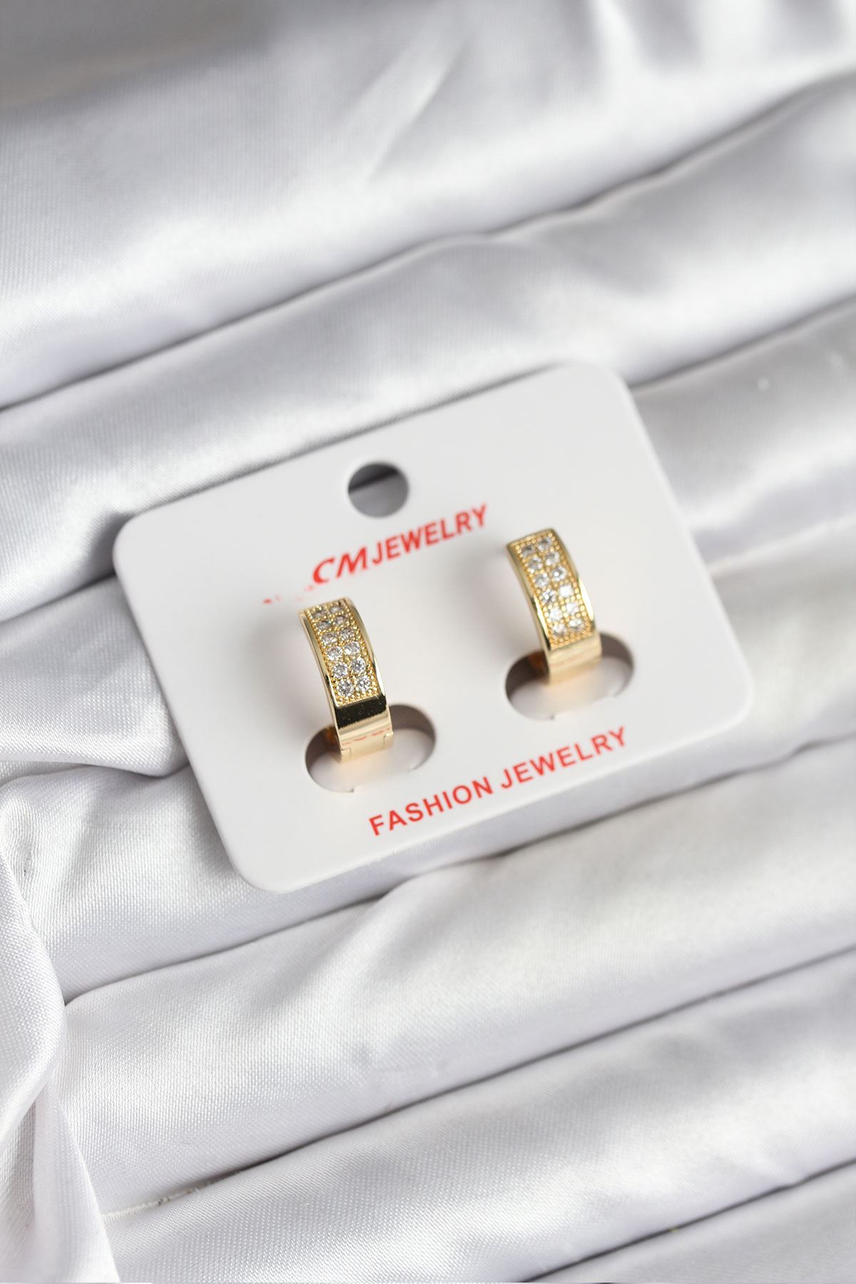 YRTCL 14K Gold Renk Kaplama Zirkon Taşlı Halka CM Kadın Küpe