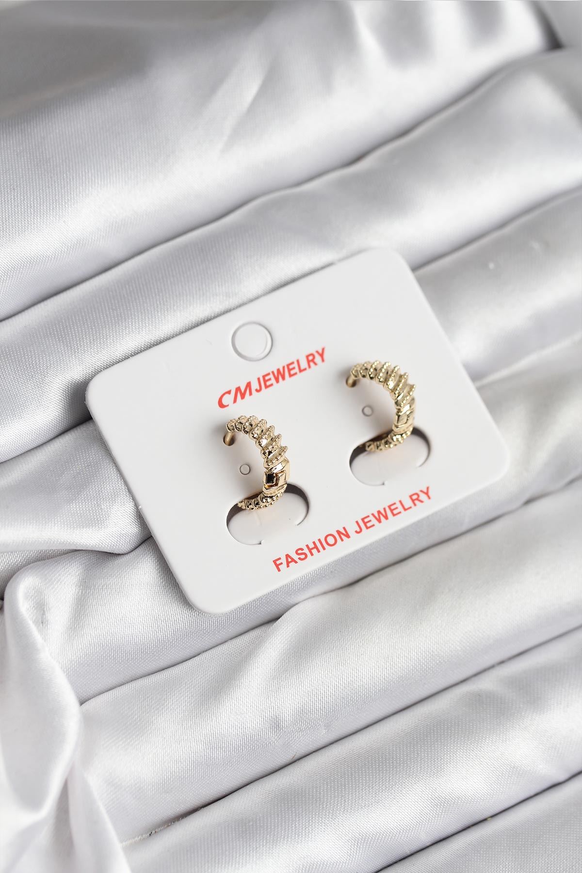 YRTCL 14K Gold Renk Kaplama CM Kadın Küpe