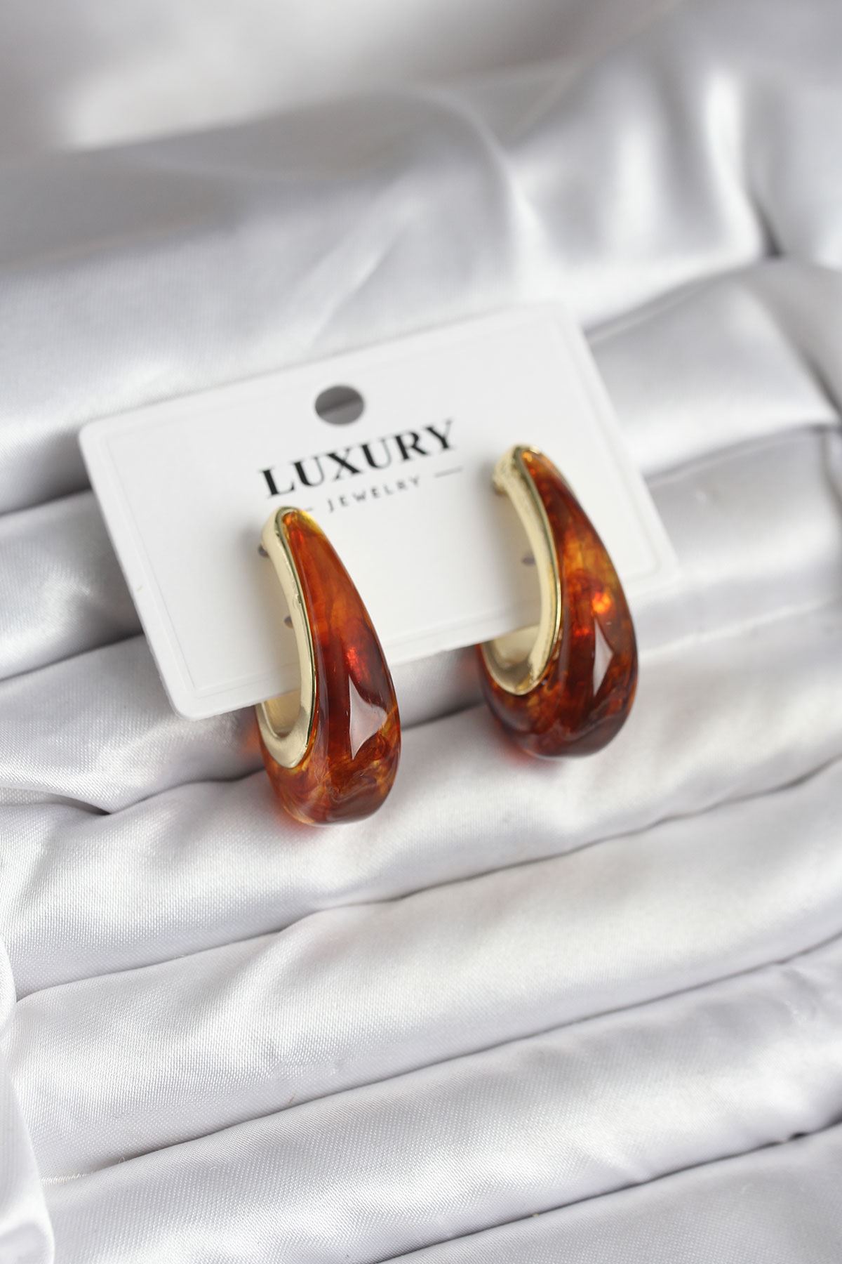 YRTCL Pirinç Gold Renk Kahverengi Vintage Kadın Küpe