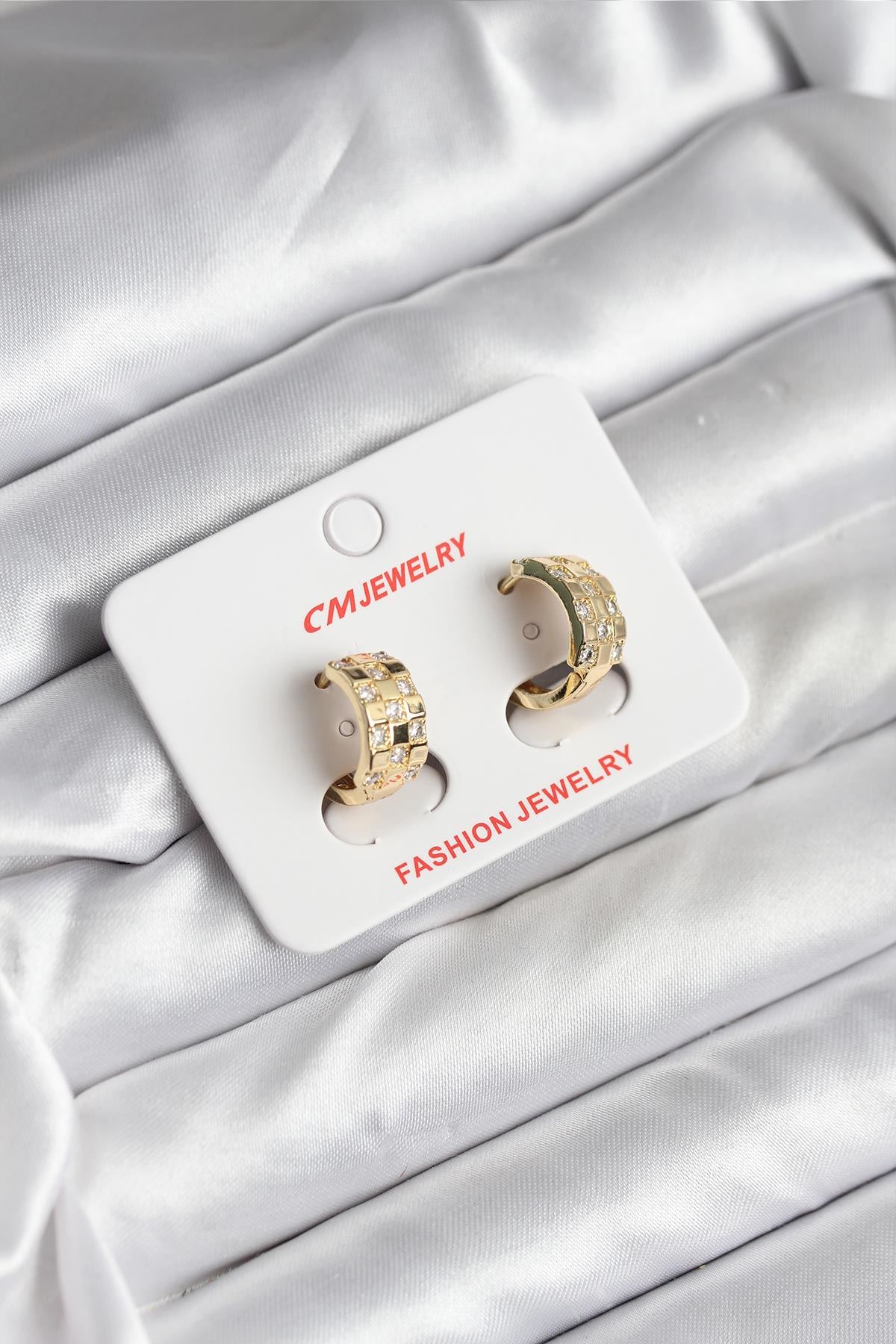 YRTCL 14K Gold Renk Kaplama CM Kadın Küpe