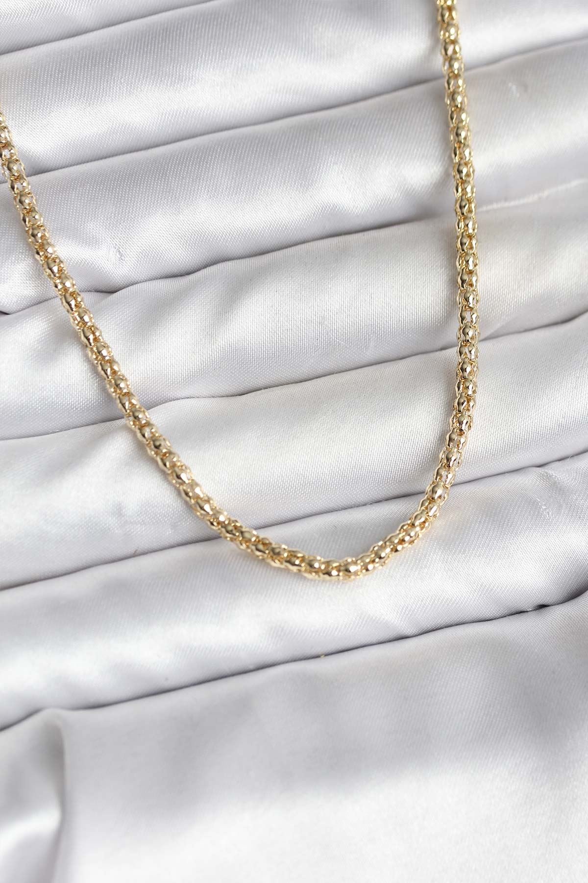 YRTCL 14K Gold Renk Kaplama Boru Zincir Model CM Kadın Kolye