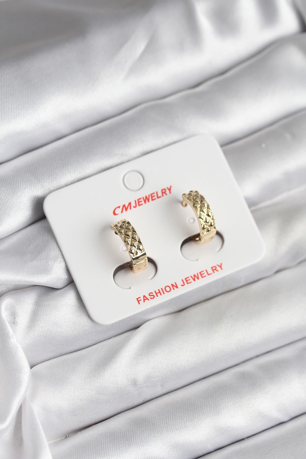 YRTCL 14K Gold Renk Kaplama CM Kadın Küpe