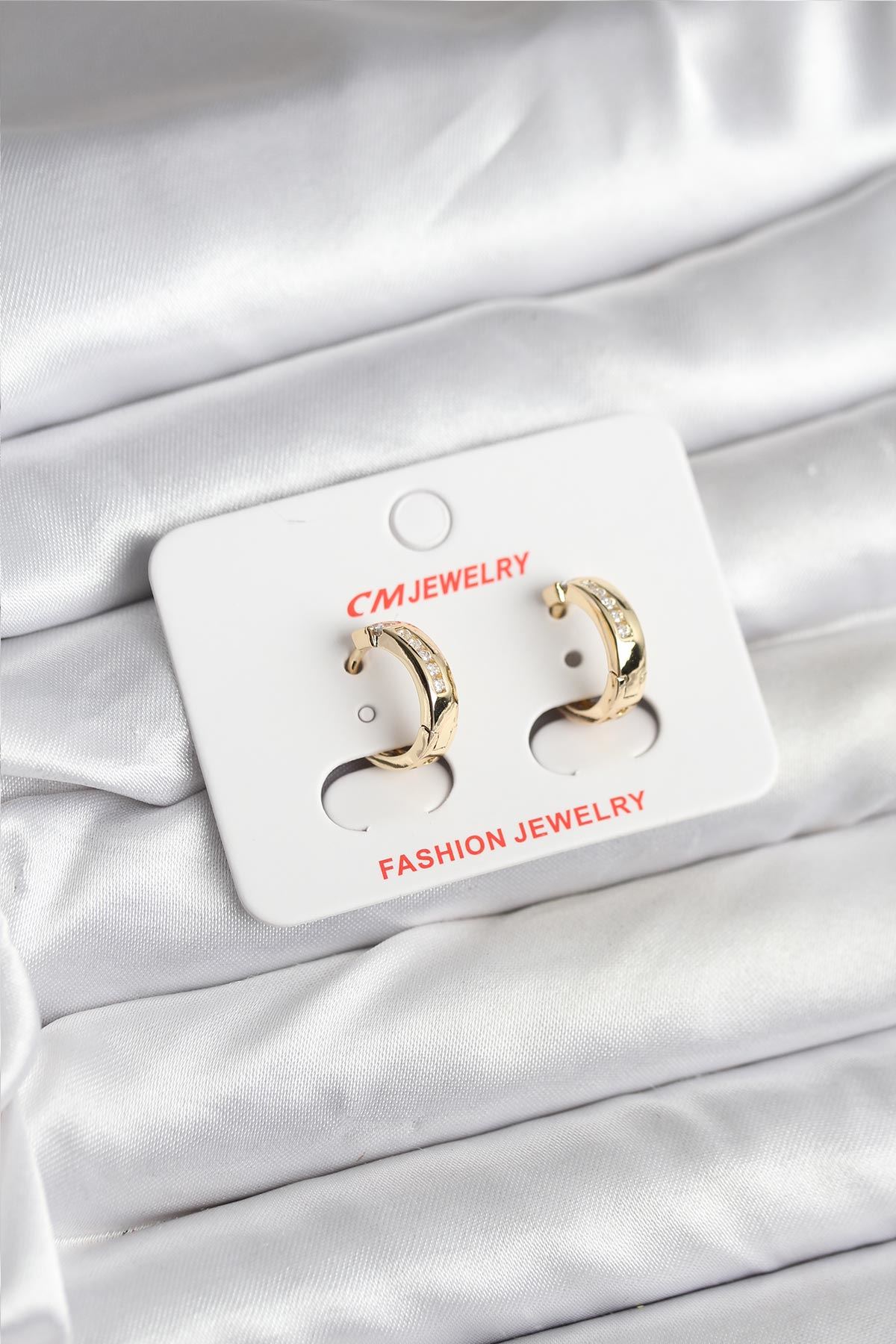 YRTCL 14K Gold Renk Kaplama CM Kadın Küpe