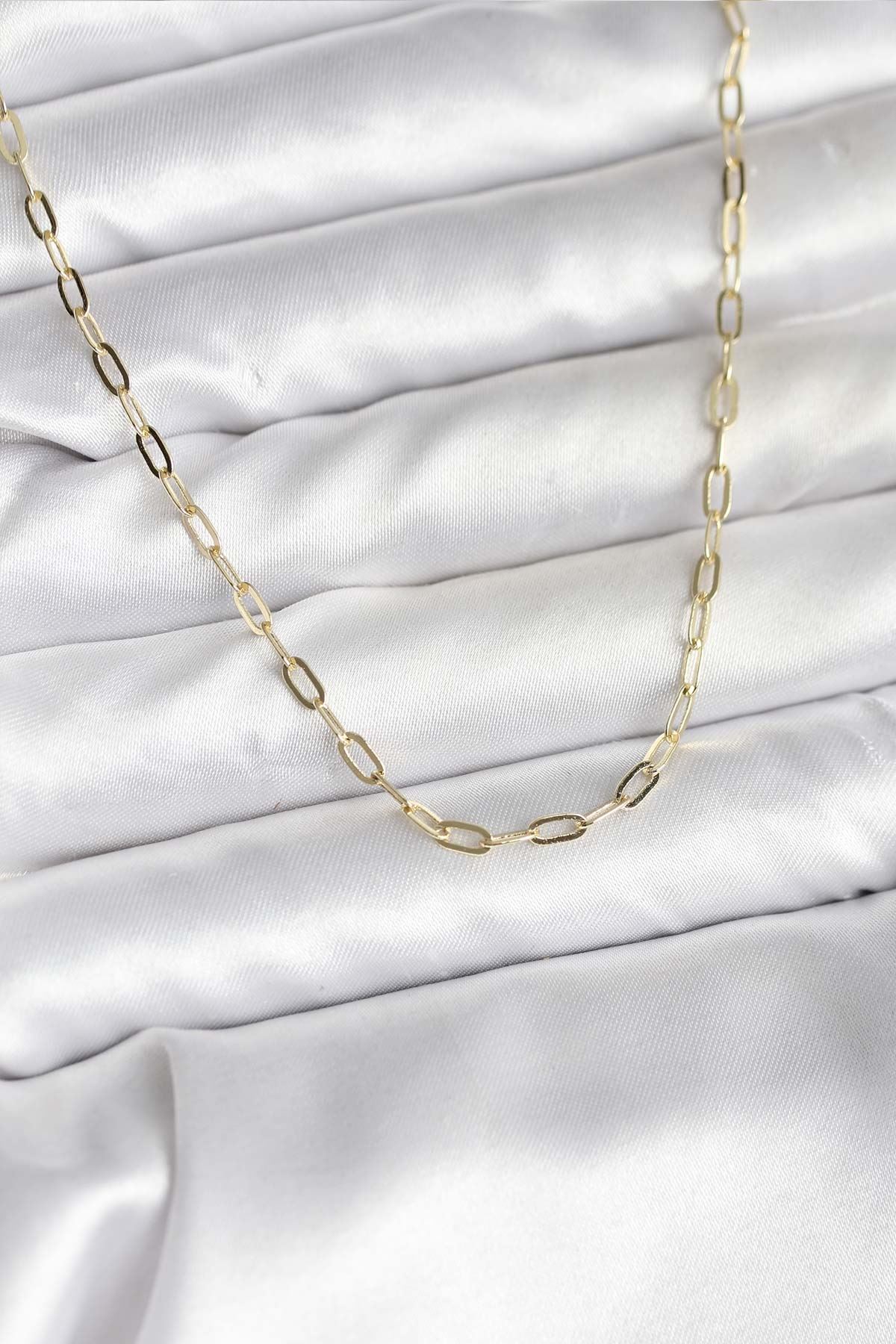 YRTCL 14K Gold Renk Kaplama Ataç Zincir Model CM Kadın Kolye