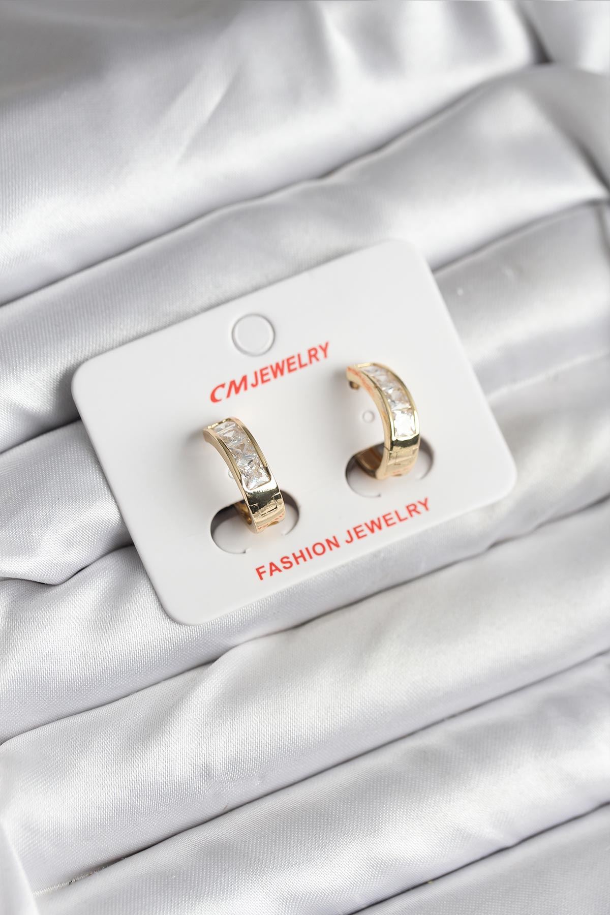 YRTCL 14K Gold Renk Kaplama CM Kadın Küpe