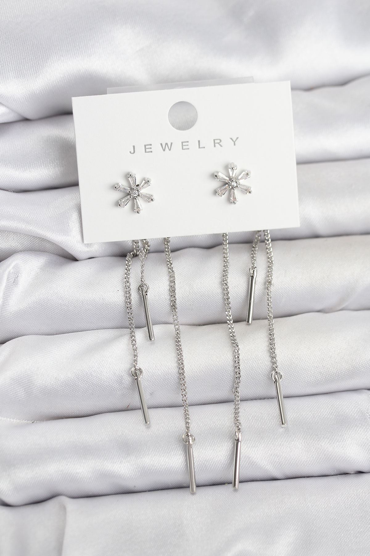 YRTCL Çiçek Model Gümüş Pirinç Sallantılı Kadın Küpe