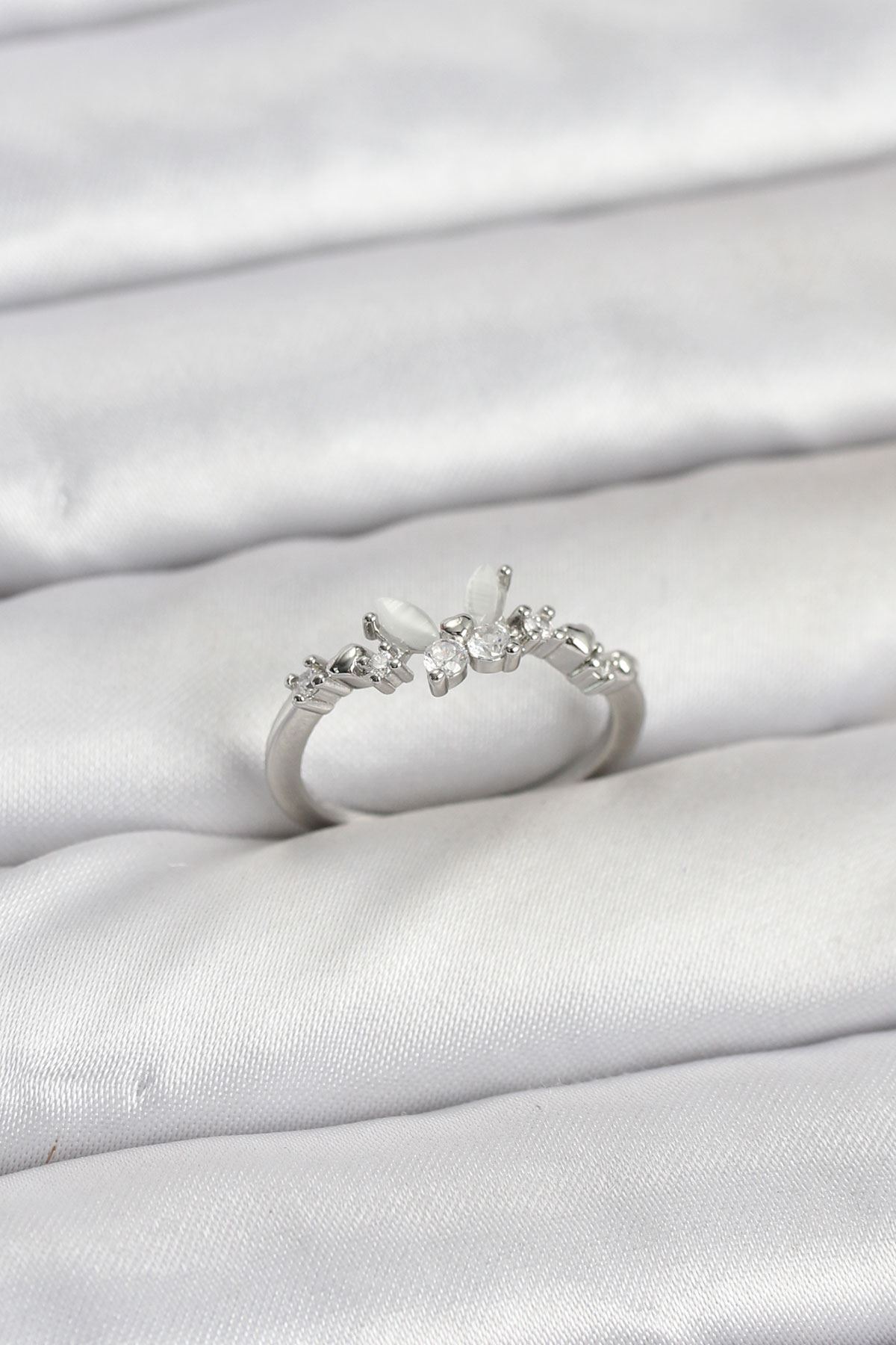 YRTCL Kelebek Model Gümüş Renk Pirinç Kadın Yüzük