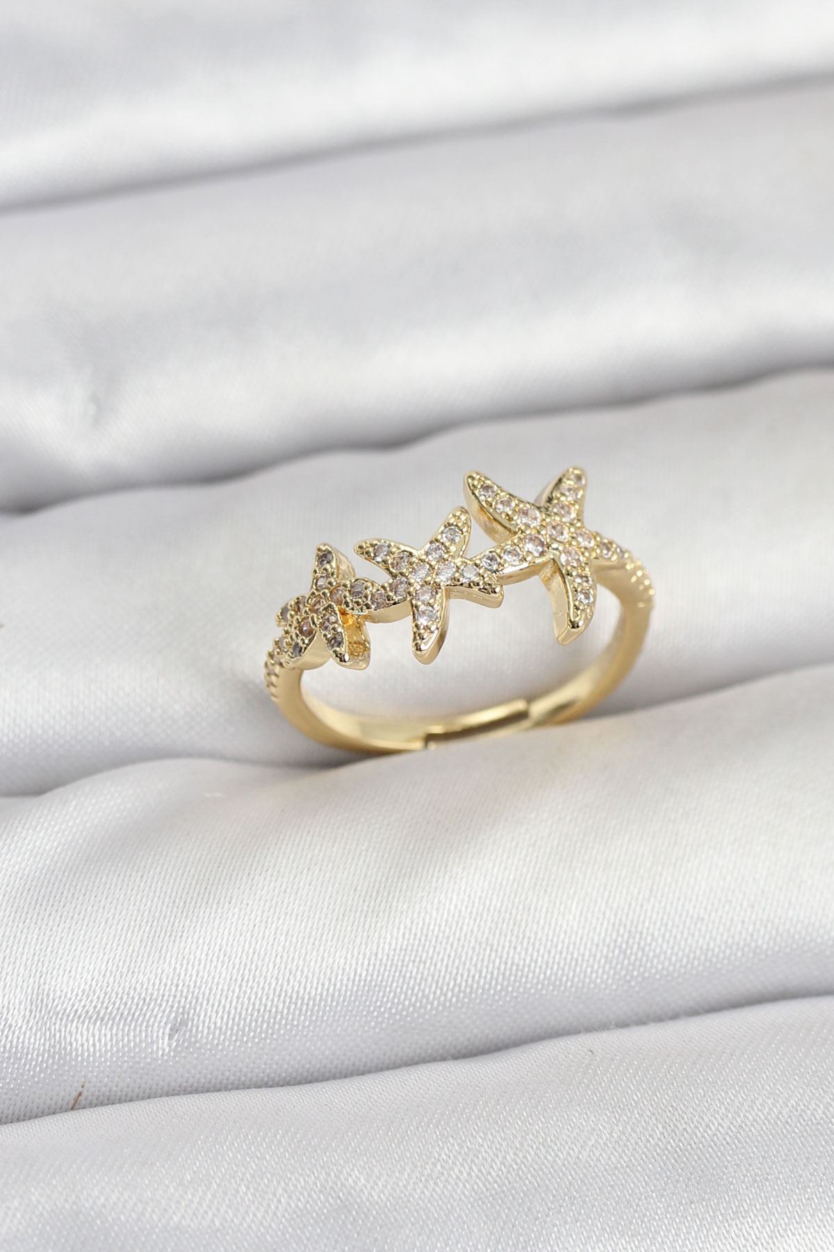 YRTCL Pirinç Yıldız Model Gold Renk Kadın Yüzük