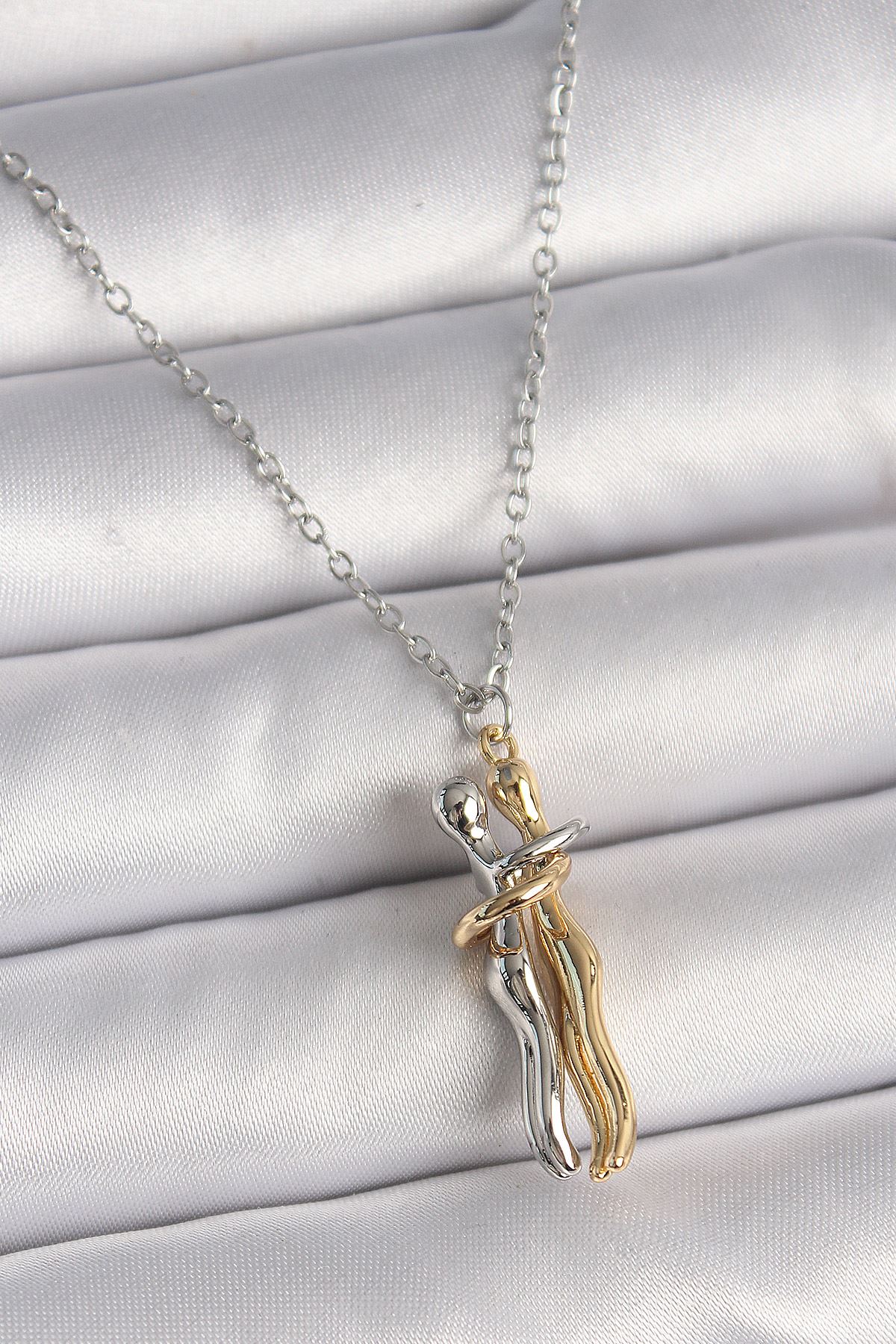 YRTCL 316L Çelik Gümüş Renk Zincir Sarılma Model Kadın Kolye