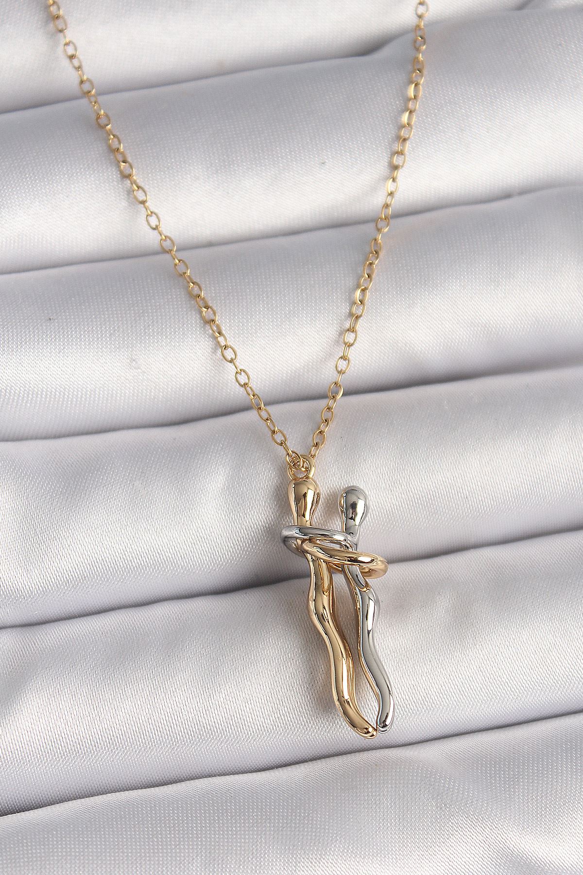 YRTCL 316L Çelik Gold Renk Zincir Renkli Sarılma Model Kadın Kolye