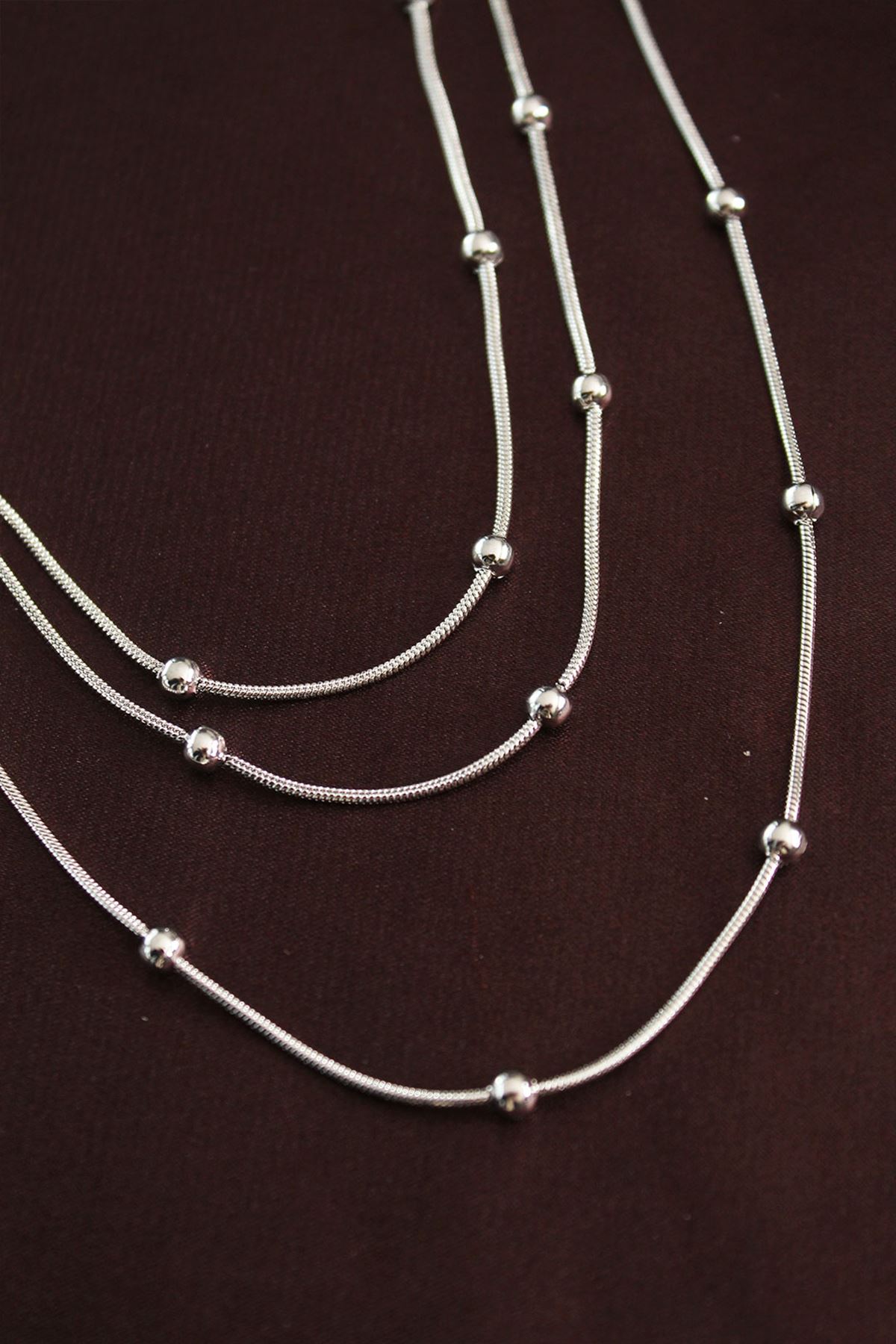 YRTCL 316L Çelik Gümüş Renk Minimal Topçuk Model Çoklu Kolye