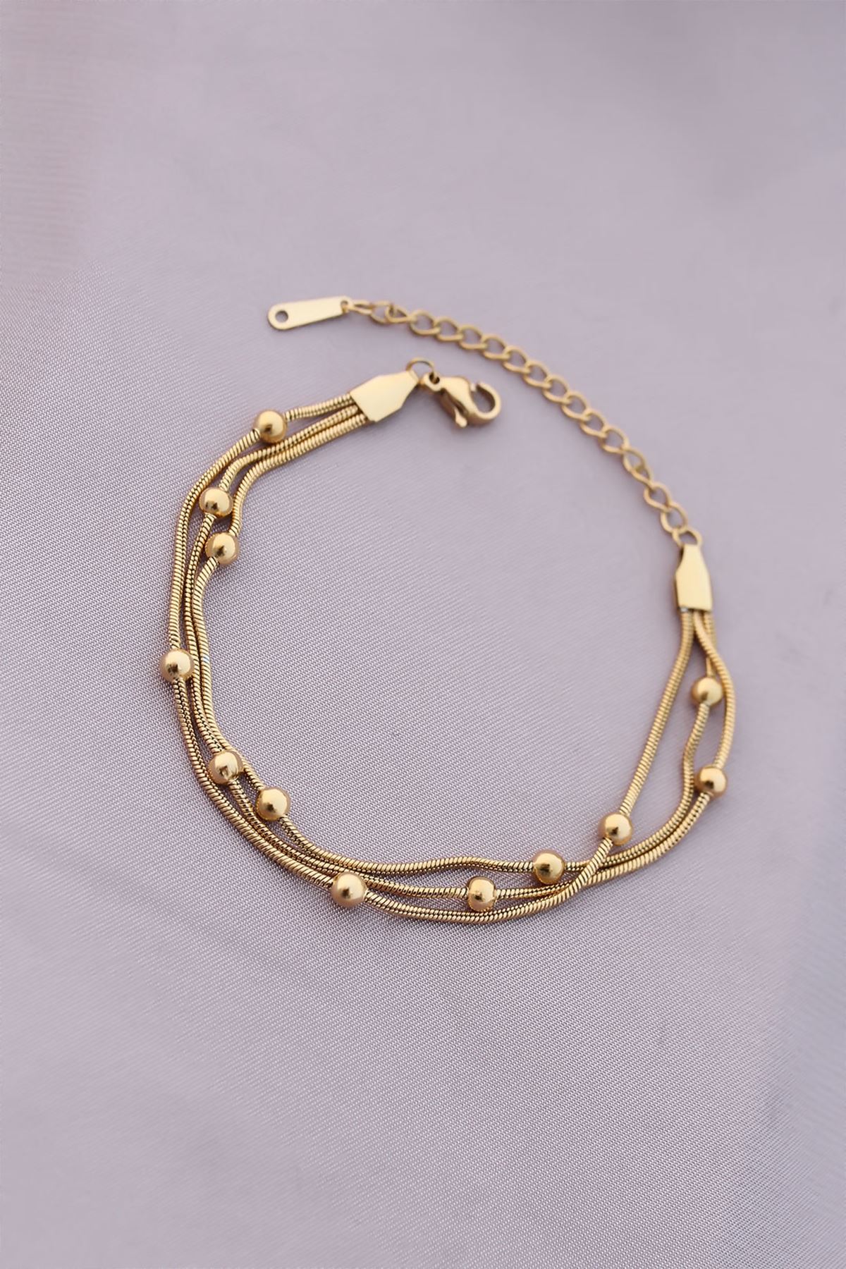 YRTCL 316L Kararmaz Çelik Gold Renk Top Zincirli Kadın Bileklik