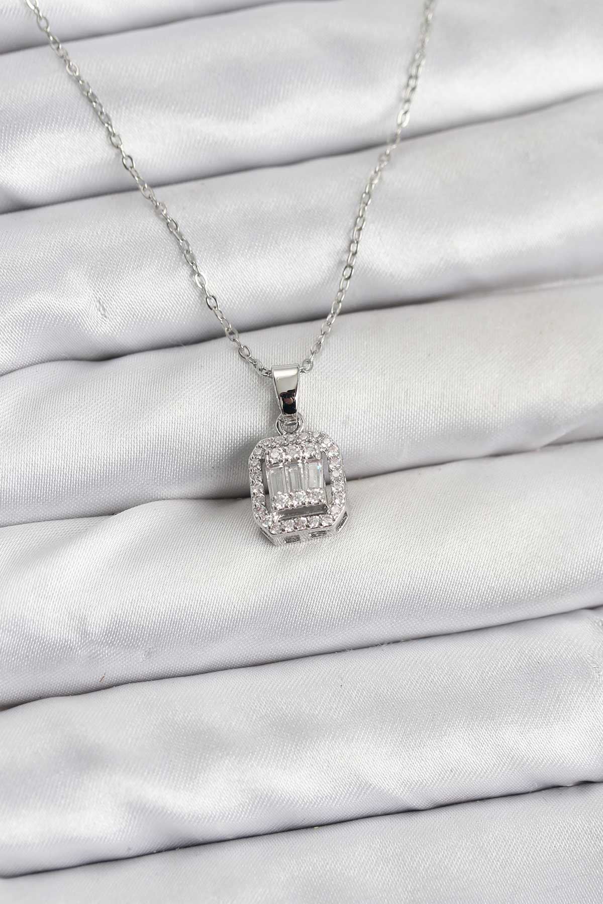 YRTCL 316L Çelik Zincir Gümüş Renk Baget Model Kadın Kolye