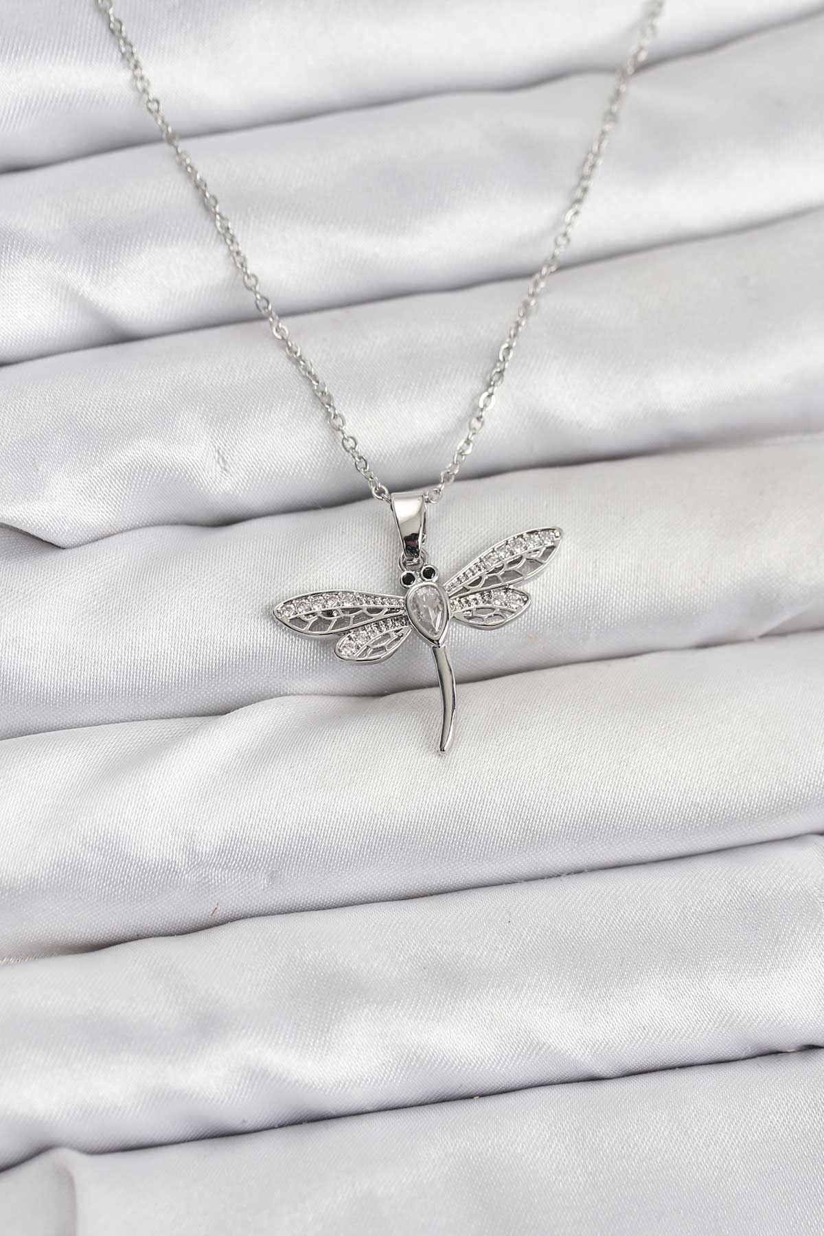 YRTCL 316L Çelik Zincir Gümüş Renk Yusufçuk Model Kadın Kolye