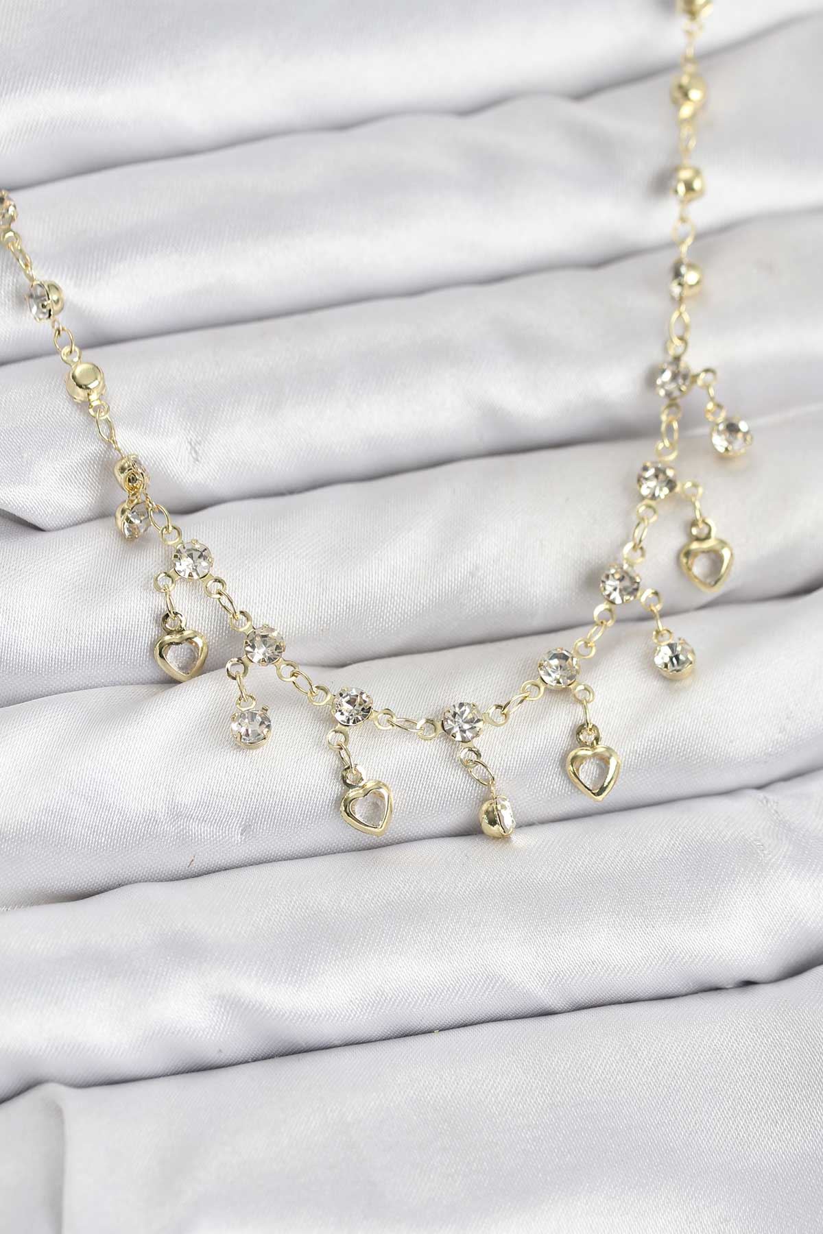 YRTCL 316L Çelik Zincir Gold Renk Zirkon Taşlı Kadın Kolye