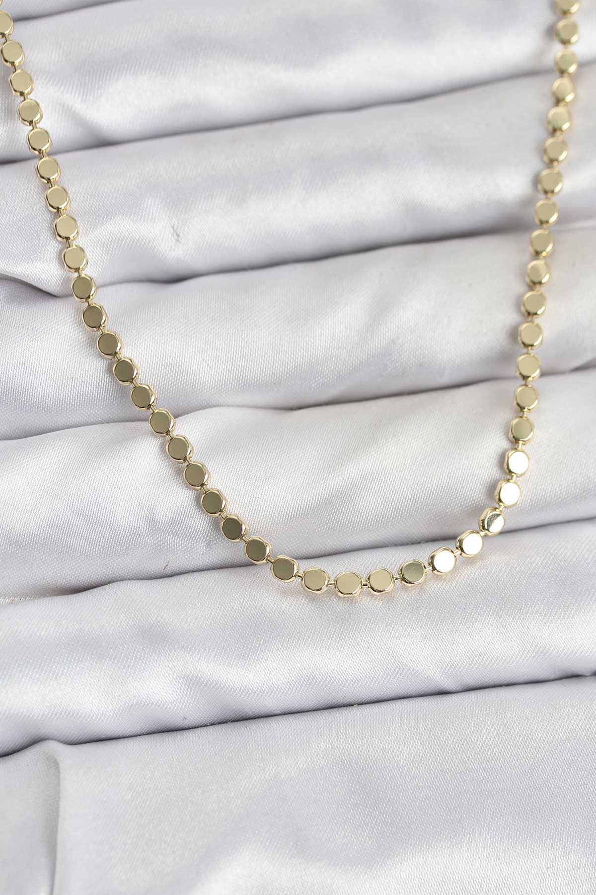 YRTCL 316L Çelik Zincir Gold Renk Ezme Zincir Model  45 cm Kadın Kolye