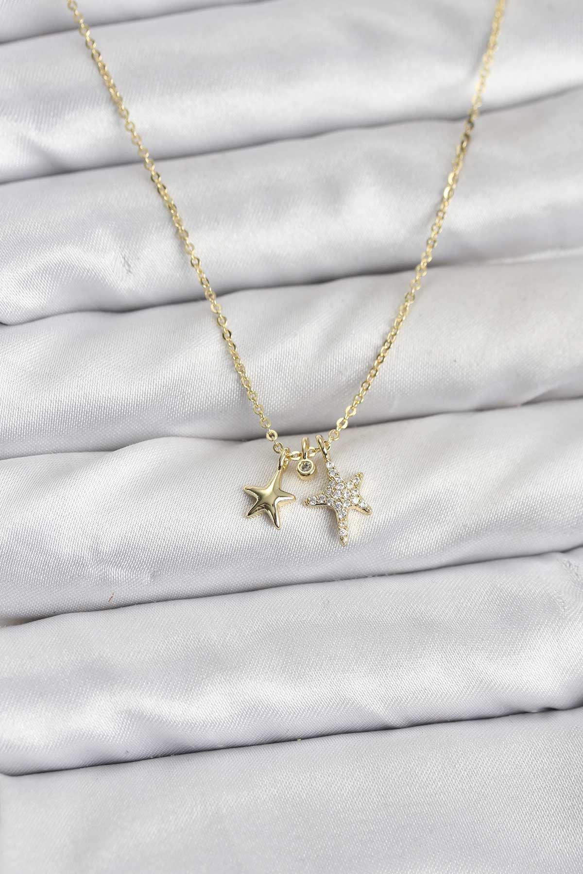 YRTCL Pirinç Gold Renk Yıldız Minimal Kadın Kolye