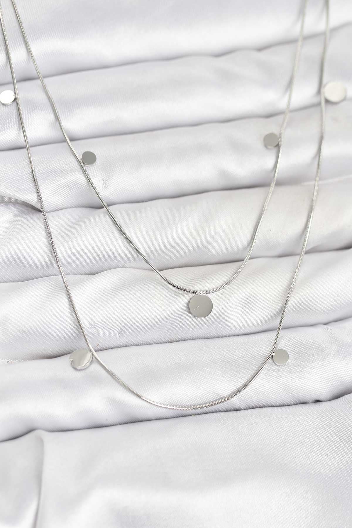 YRTCL 316L Çelik Zincir Gümüş Renk Pullu Kadın Kolye