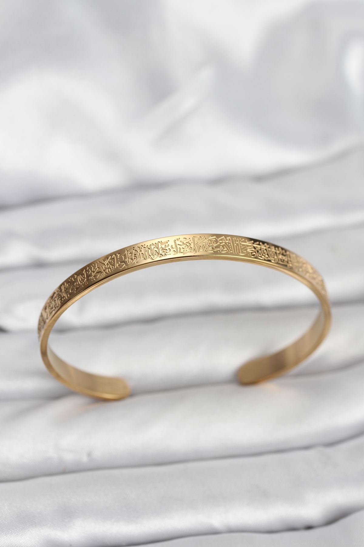 YRTCL 316L Çelik Gold Renk Ayetel Kürsi Yazılı Bileklik