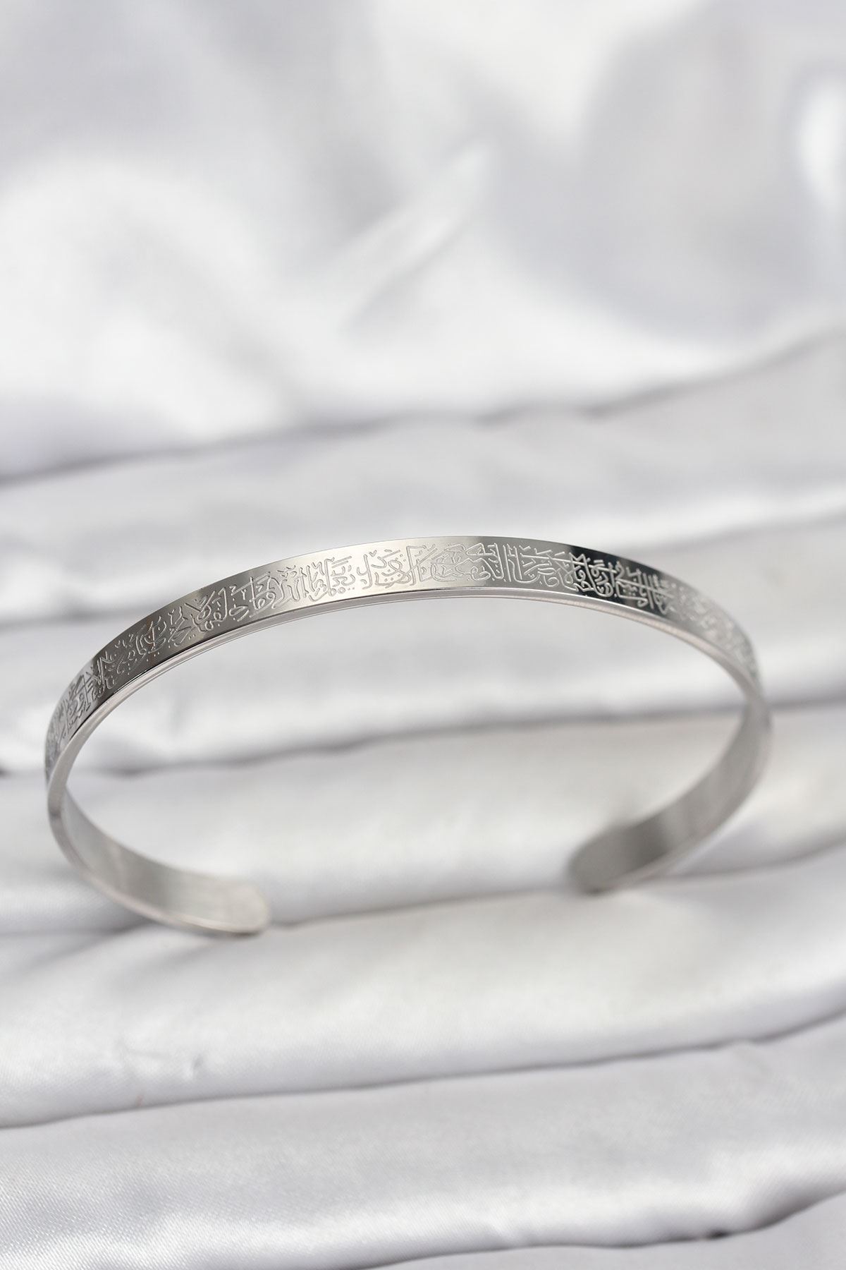 YRTCL 316L Çelik Gümüş Renk Ayetel Kürsi Yazılı Bileklik