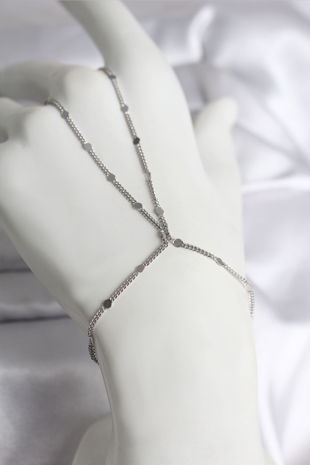 YRTCL 316L Çelik Gümüş Renk Parçalı Ezme Zincir Model Kadın Şahmeran