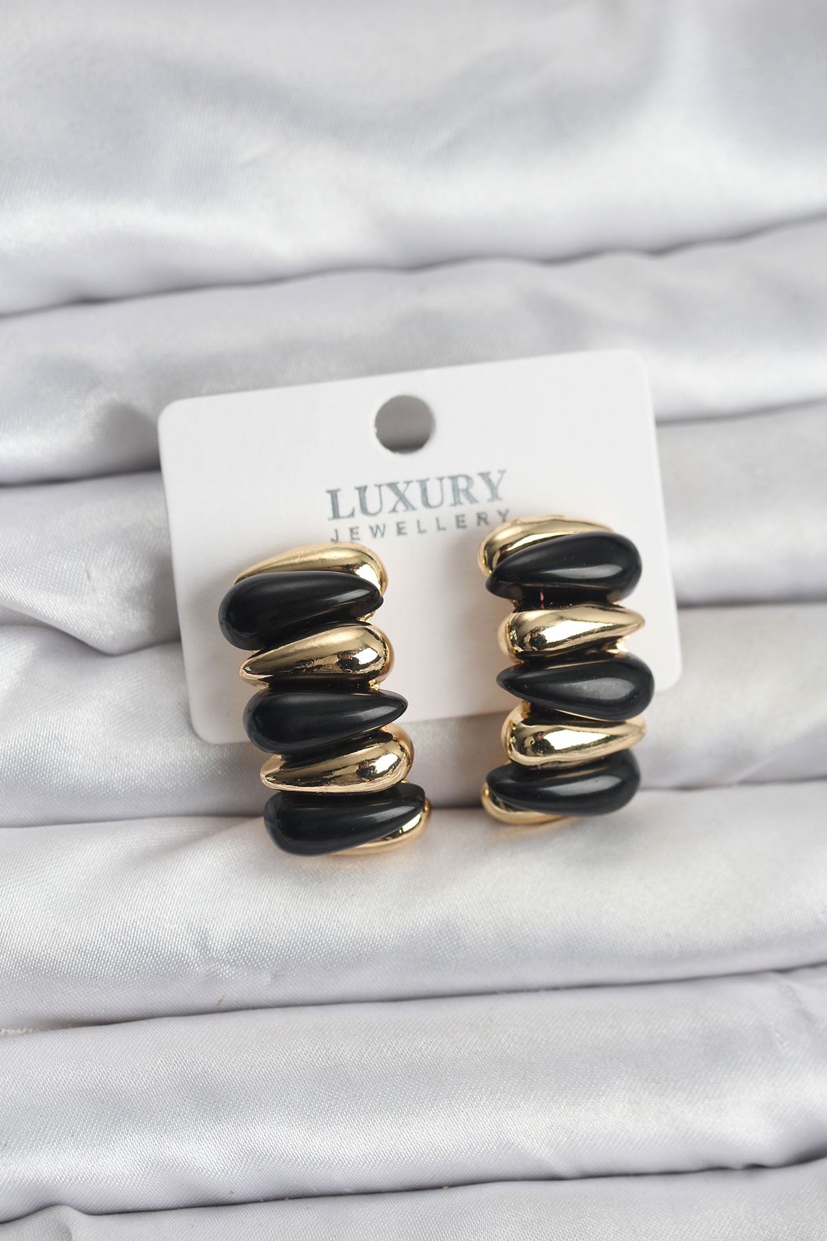 YRTCL Siyah Renk Pirinç Vintage Kadın Küpe