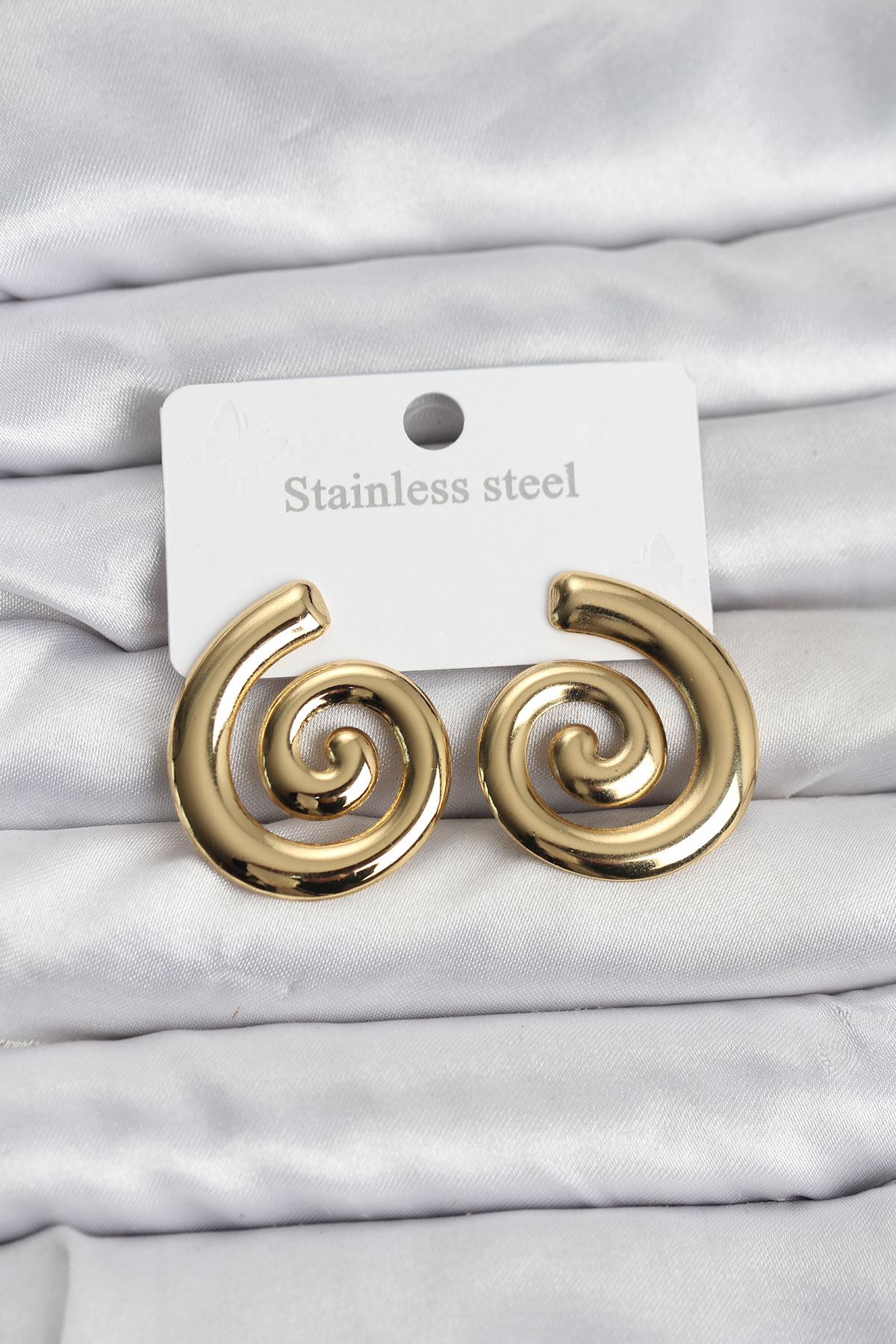 YRTCL 316L Çelik Gold Renk Sarmal Modelli Kadın Küpe