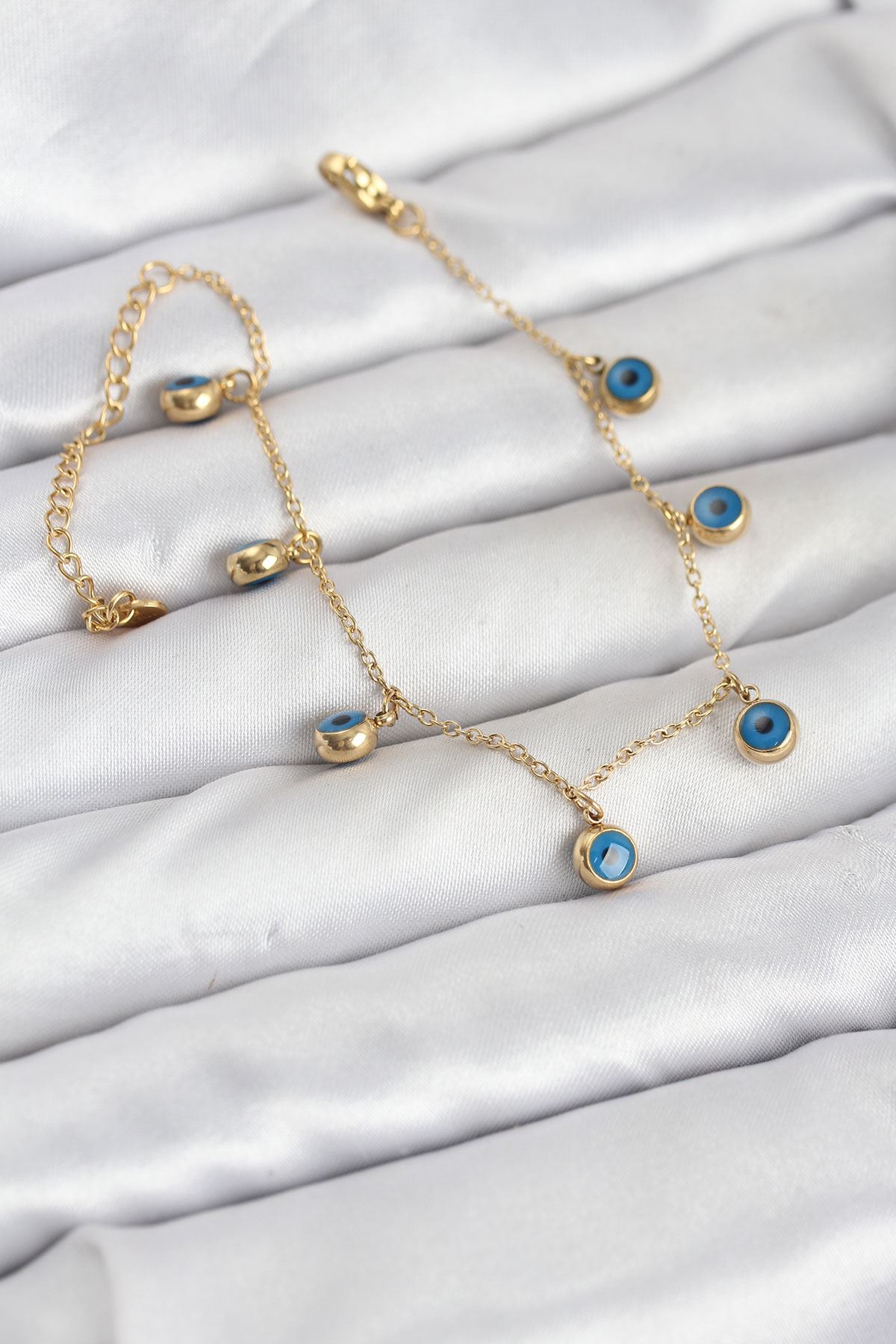 YRTCL 316L Çelik Gold Renk Minimal Nazar Model Kadın Bileklik