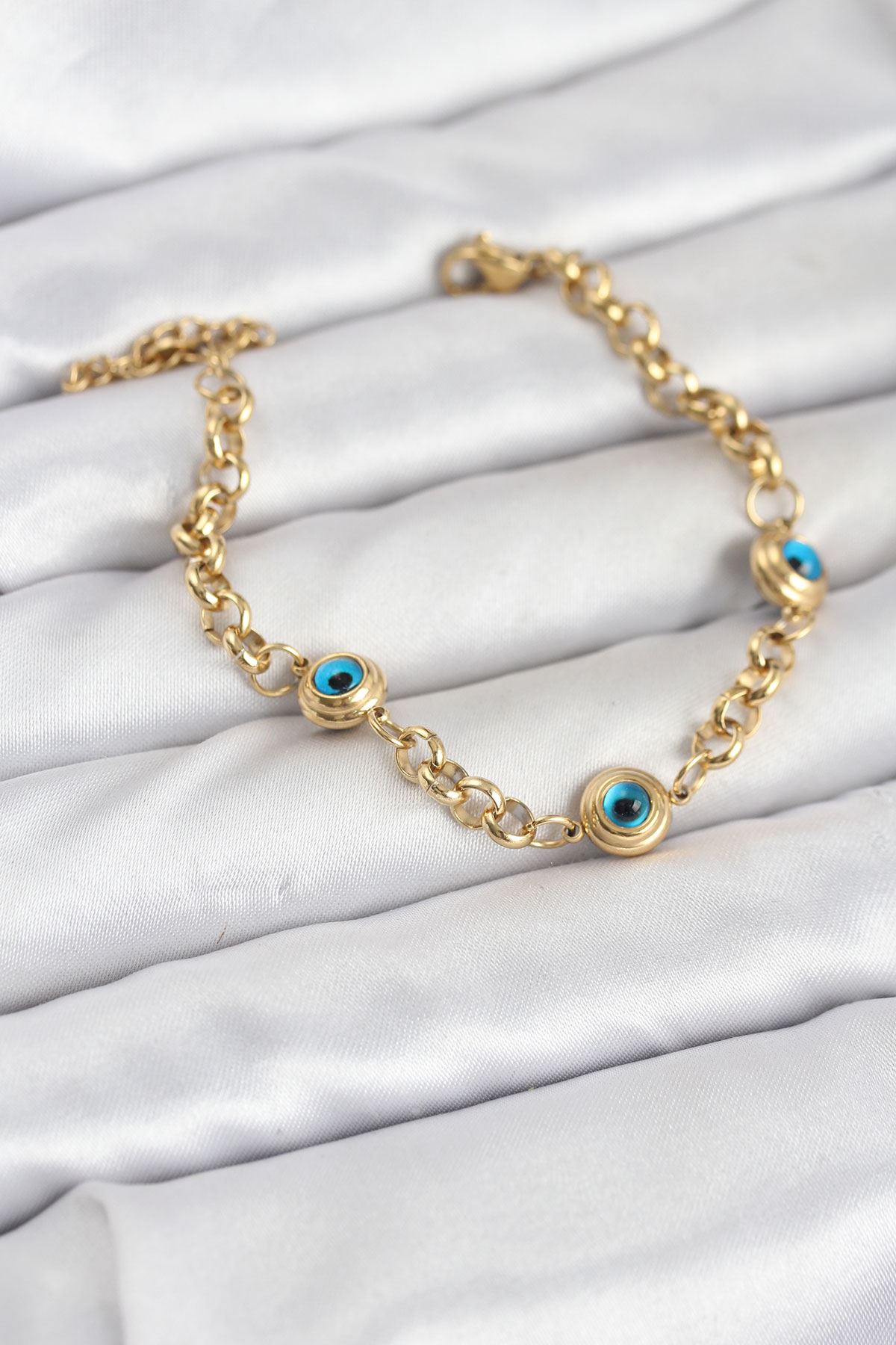 YRTCL 316L Çelik Nazar Model Gold Renk Kadın Bileklik