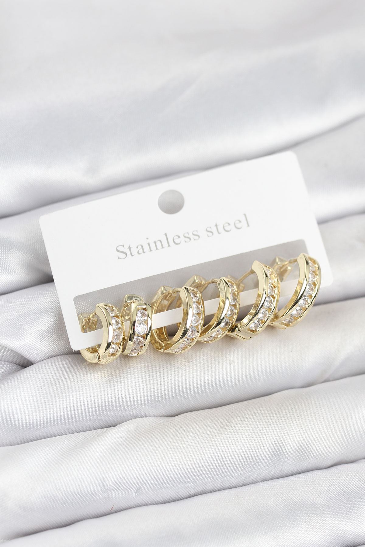 YRTCL 316L Çelik Gold Renk Su Yolu Halka Küpe Seti