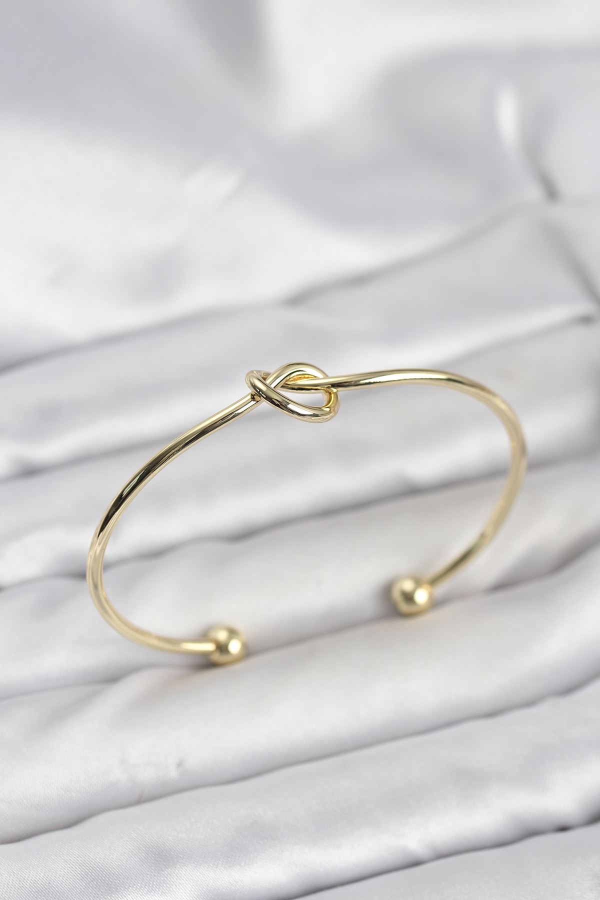 YRTCL Düğüm Model Pirinç Gold Renk Kadın Bileklik