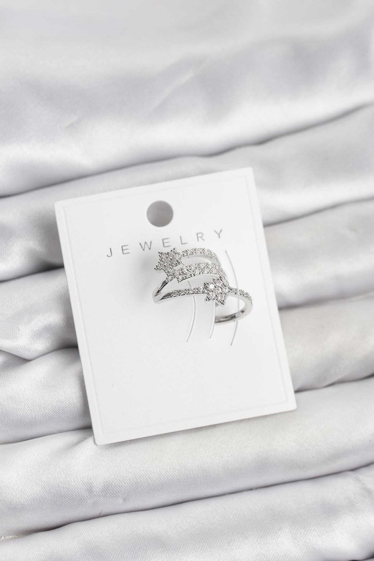 YRTCL Gümüş Renk Zirkon Taşlı Yıldız Model Kıkırdak Earcuff Küpe