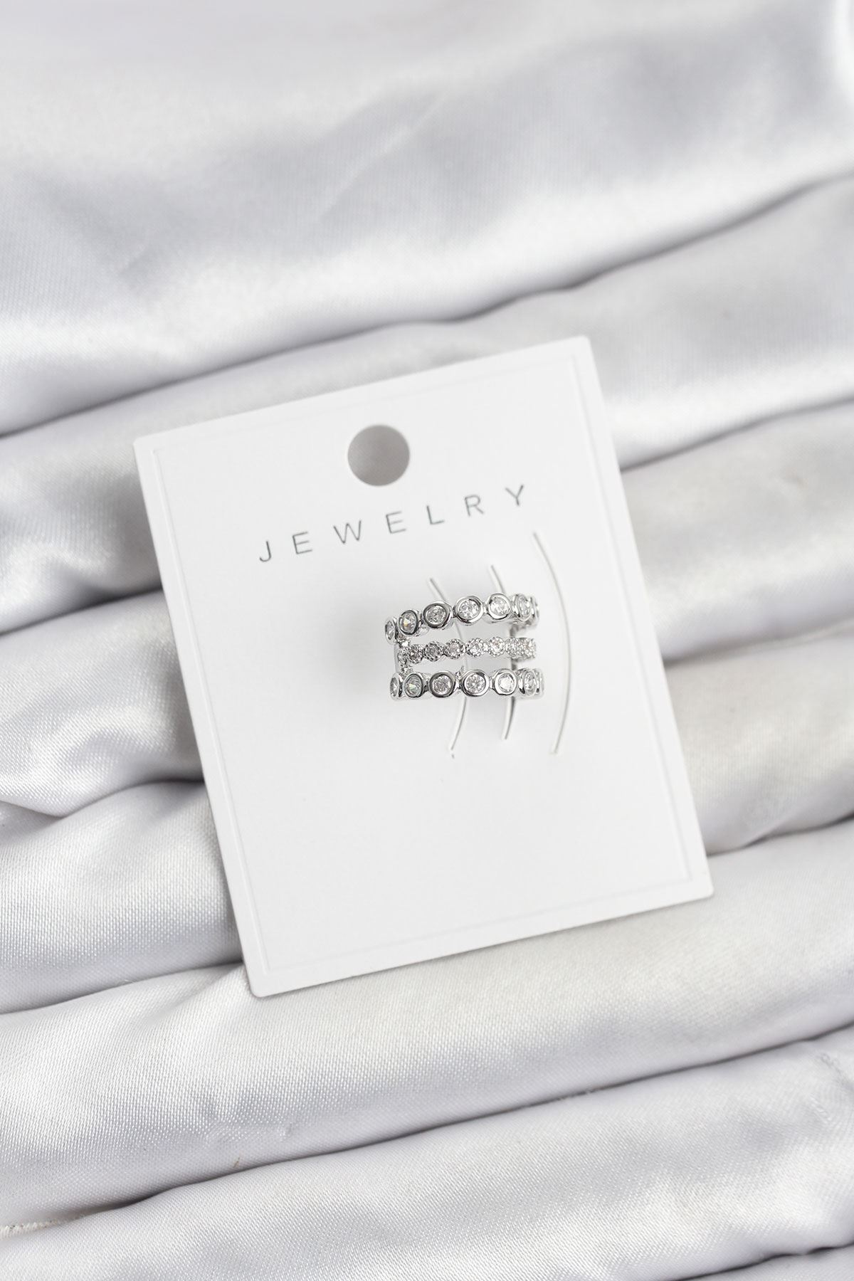 YRTCL Gümüş Renk Zirkon Taşlı Pirinç Kıkırdak Earcuff Küpe