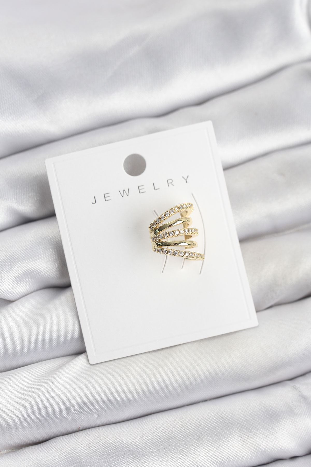 YRTCL Gold Renk Pirinç Zirkon Taşlı Kıkırdak Earcuff Küpe