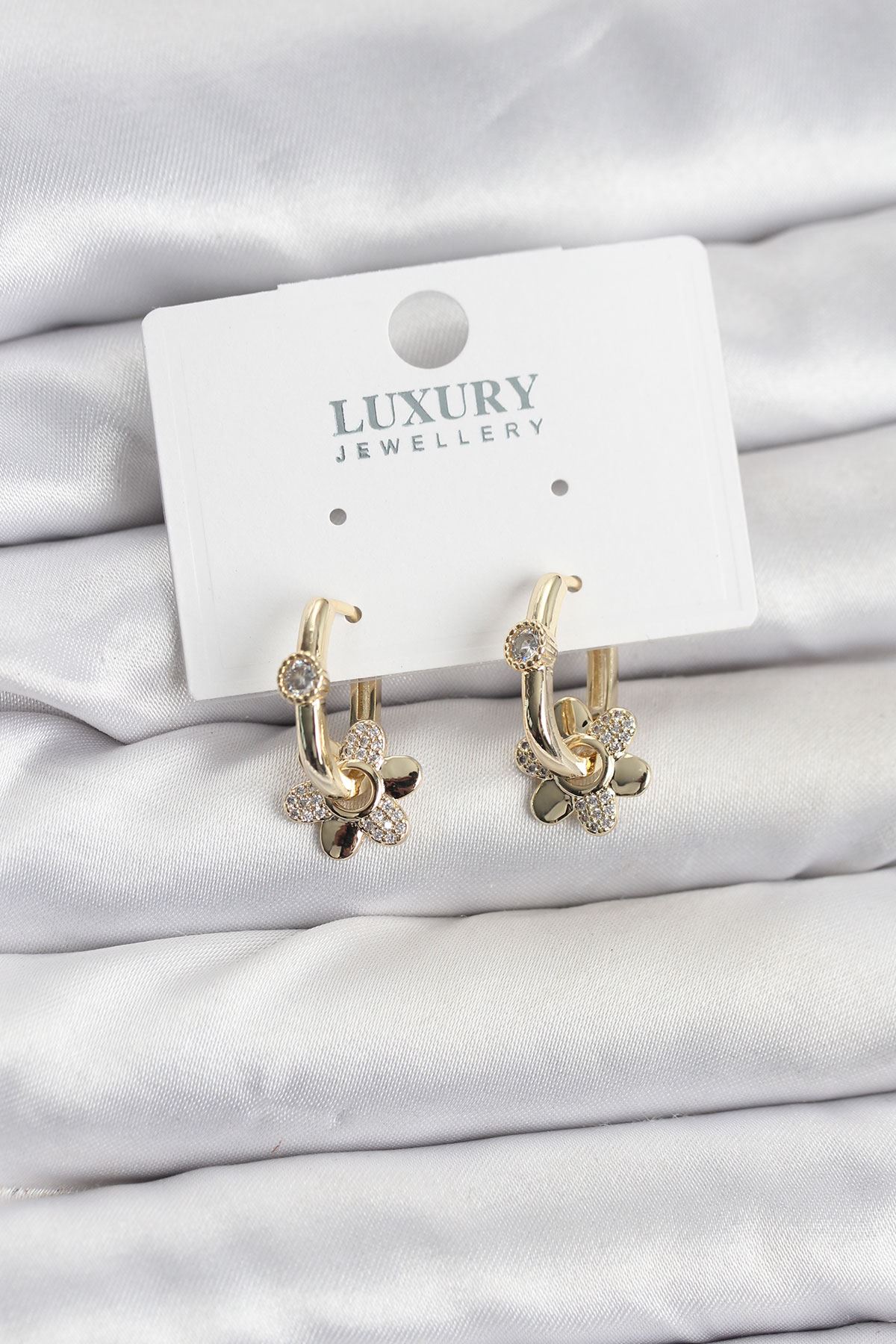 YRTCL Zirkon Taşlı Pirinç Kadın Göçmen Küpesi