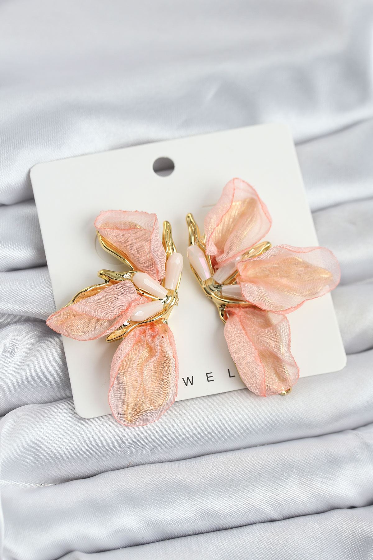 YRTCL Lotus Model Yavruağızı Renk Tüllü Kadın Küpe