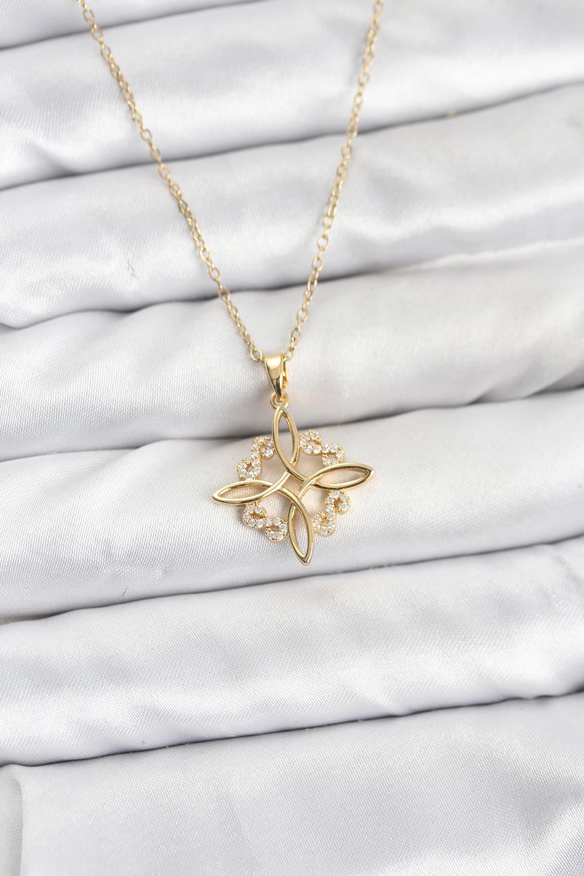 YRTCL 316L Çelik Zincir Gold Renk Sonsuzluk Model Zirkon Taşlı Kadın Kolye