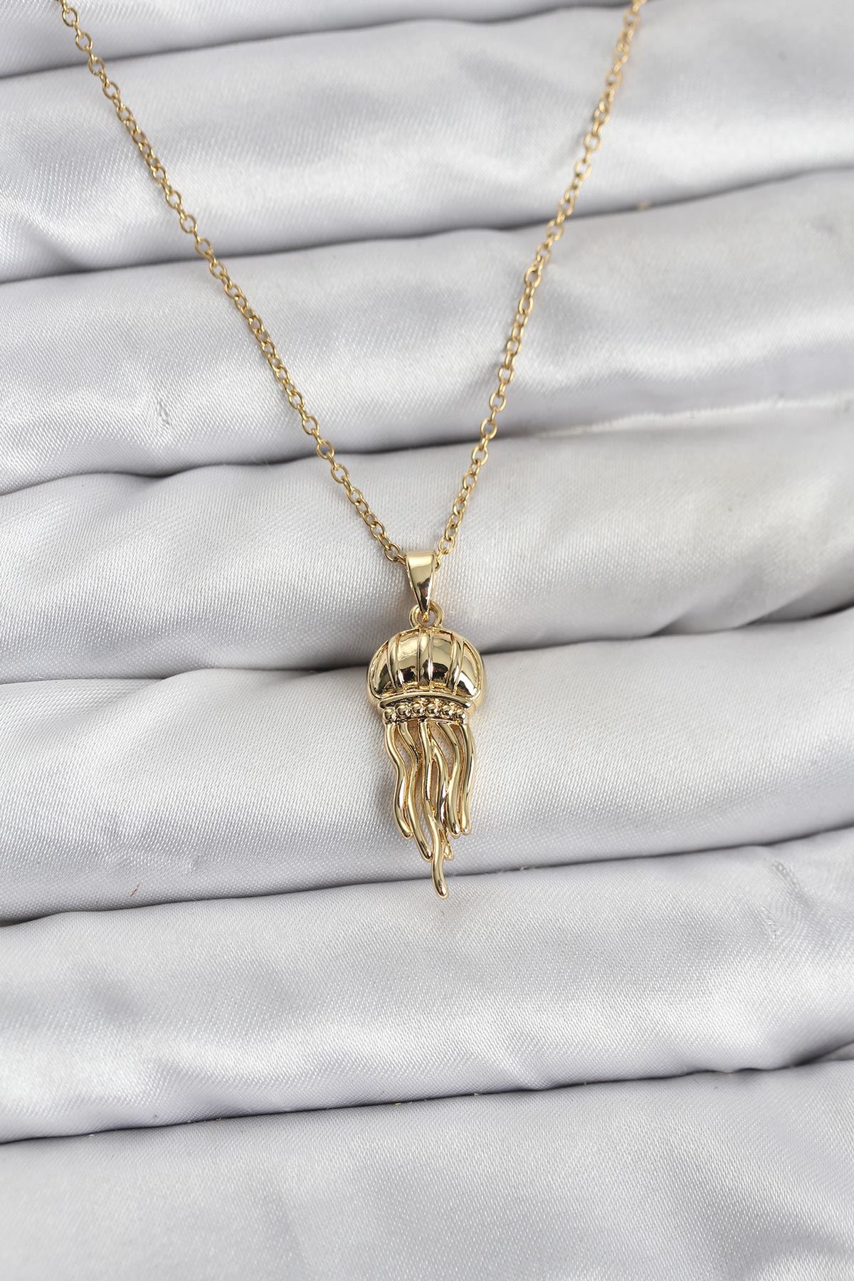 YRTCL 316L Çelik Zincir Gold Renk Deniz Anası Model Zirkon Taşlı Kadın Kolye