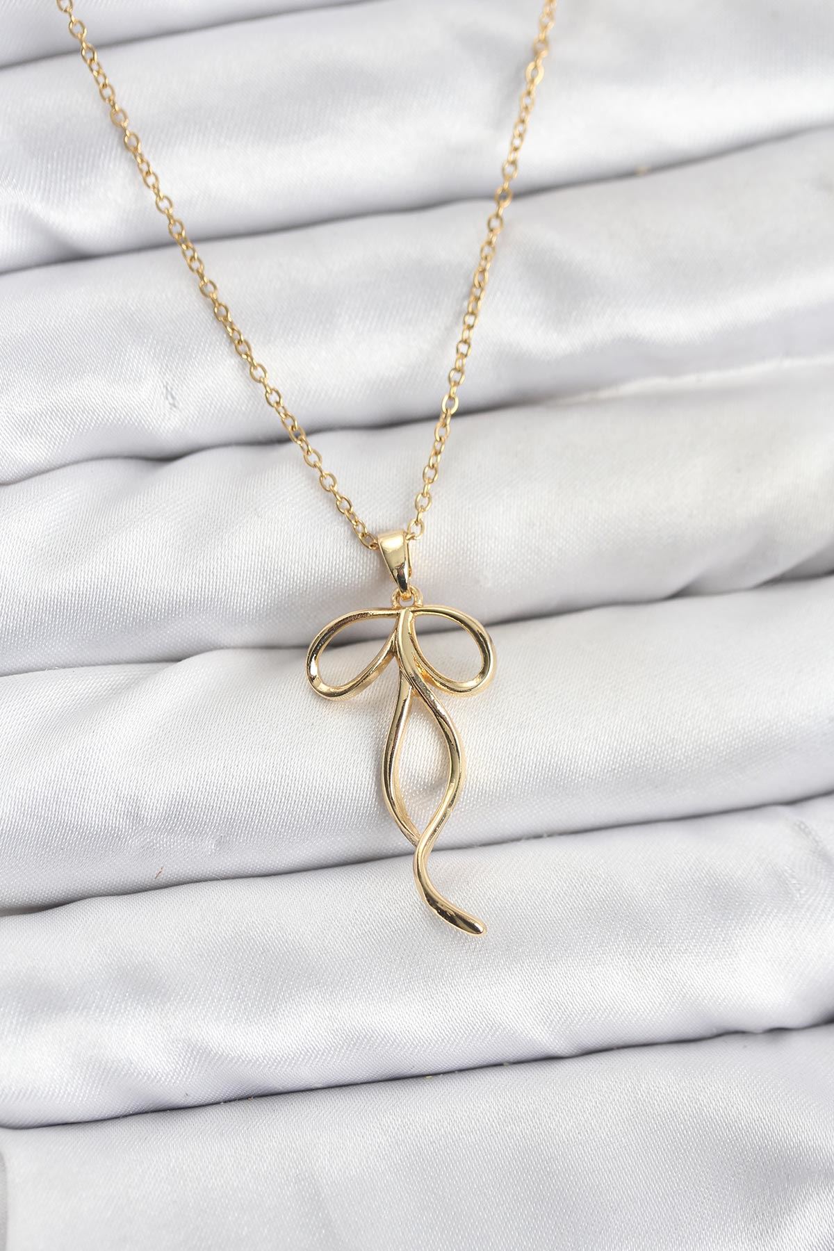 YRTCL 316L Çelik Zincir Gold Renk Fiyonk Model Kadın Kolye