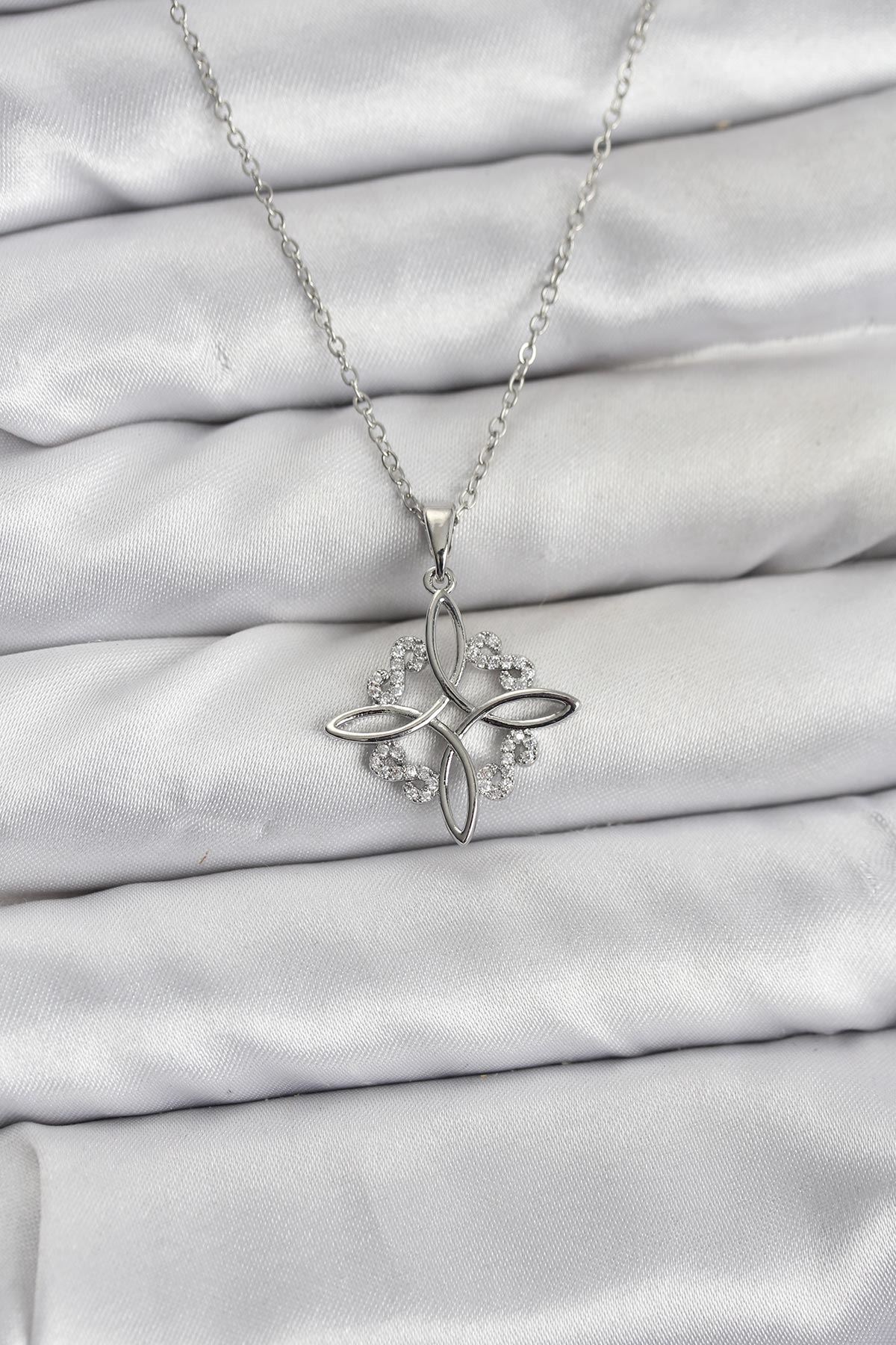 YRTCL 316L Çelik Zincir Gümüş Renk Sonsuzluk Model Zirkon Taşlı Kadın Kolye