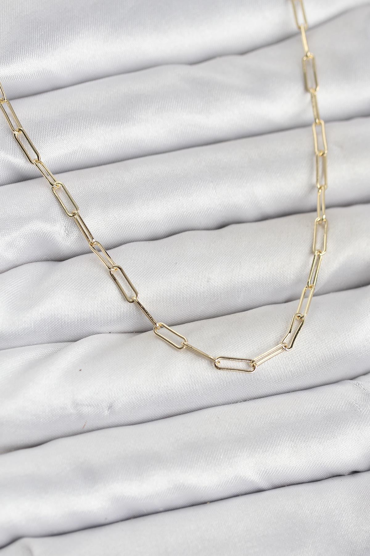 YRTCL CM 14K Gold Renk Pirinç Ataç Zincir Kadın Kolye